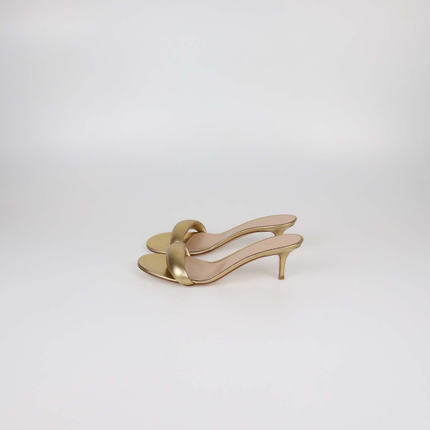 Gianvito Rossi Gold Leather Bijoux Slide Mules
