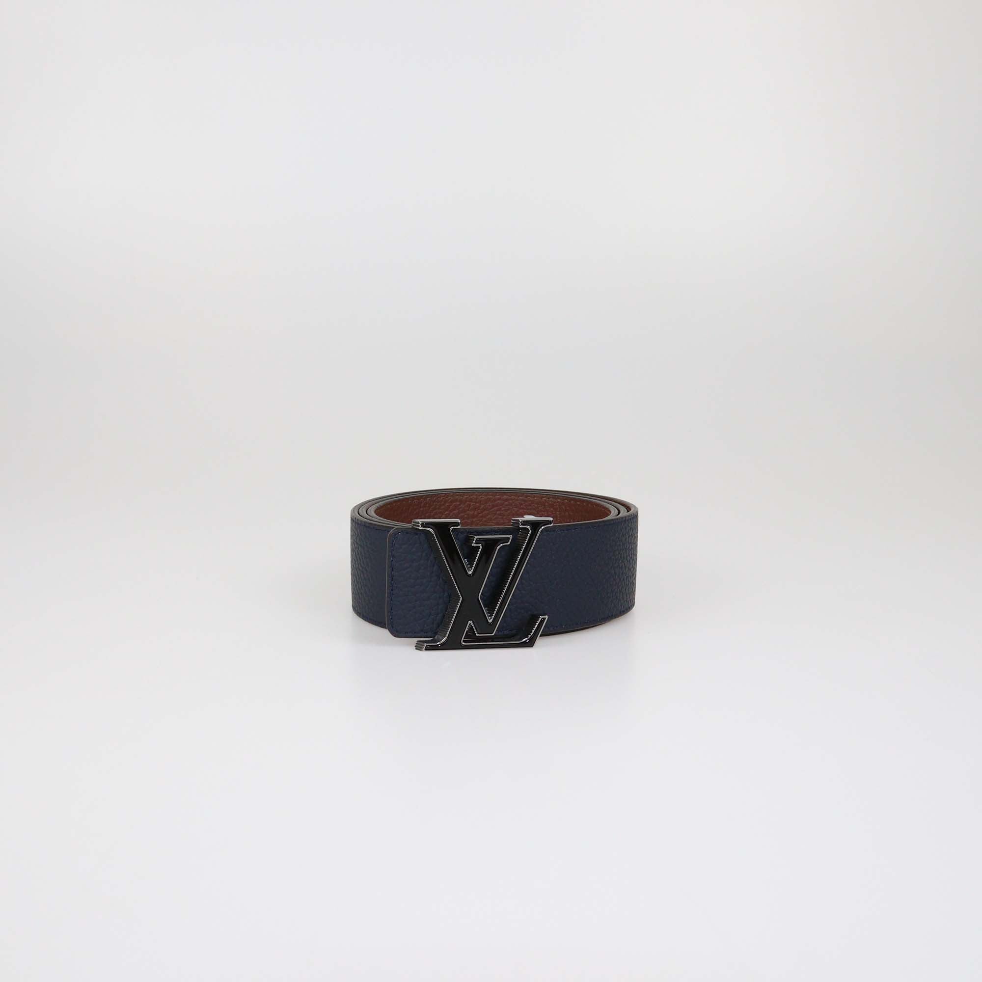 Louis Vuitton Navy Blue/Brown Leather LV Tilt Reversible Belt