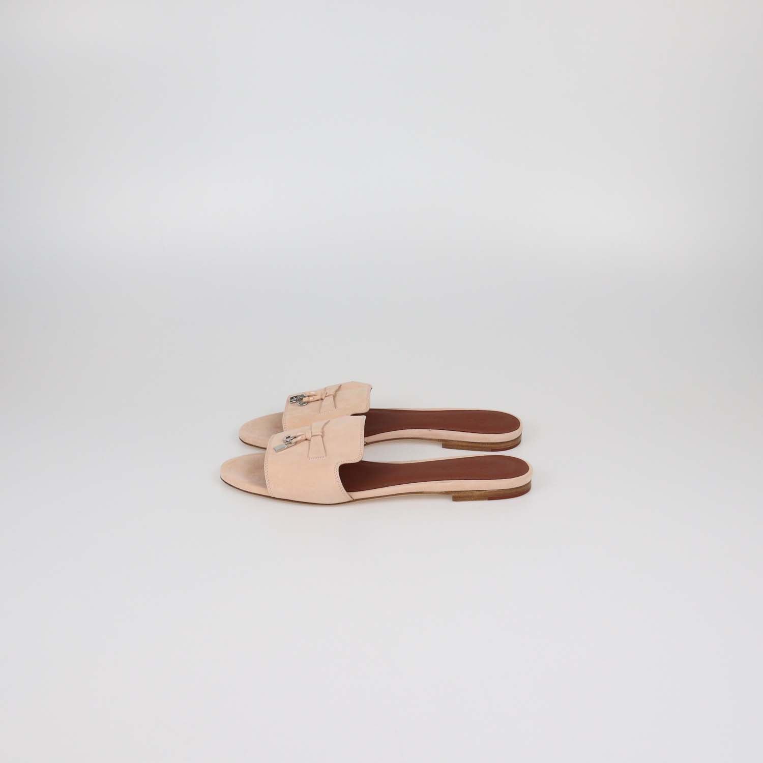 Loro Piana Pink Suede Summer Charms Flat Sandals