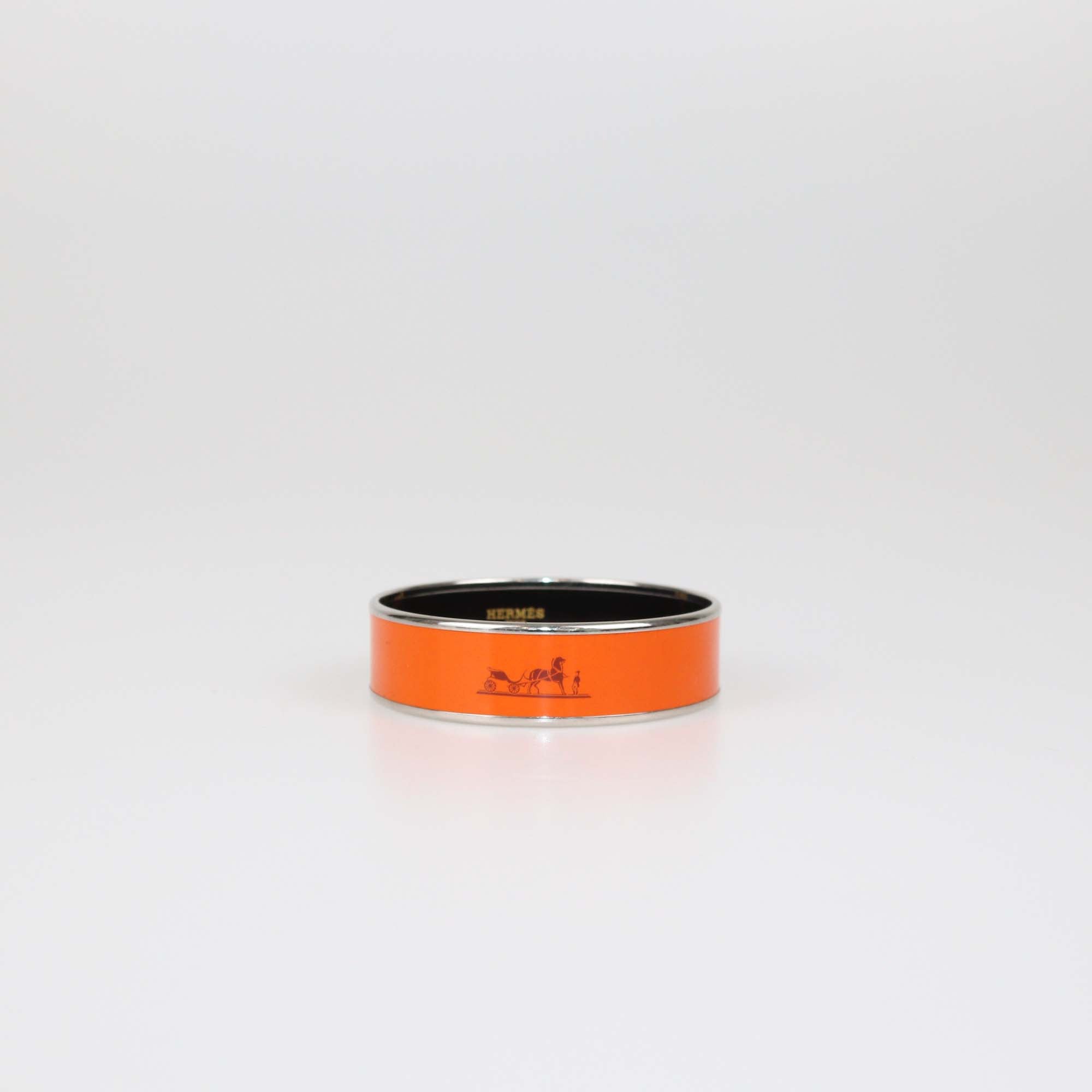 Hermes Enamel Palladium Caleche Bangle Bracelet