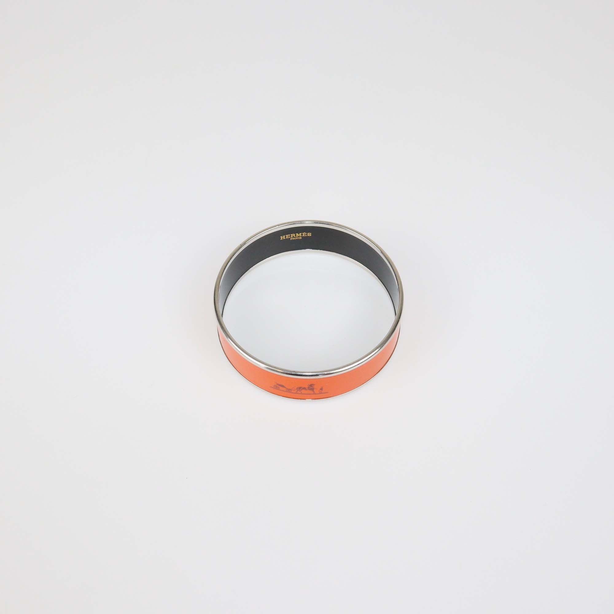 Hermes Enamel Palladium Caleche Bangle Bracelet
