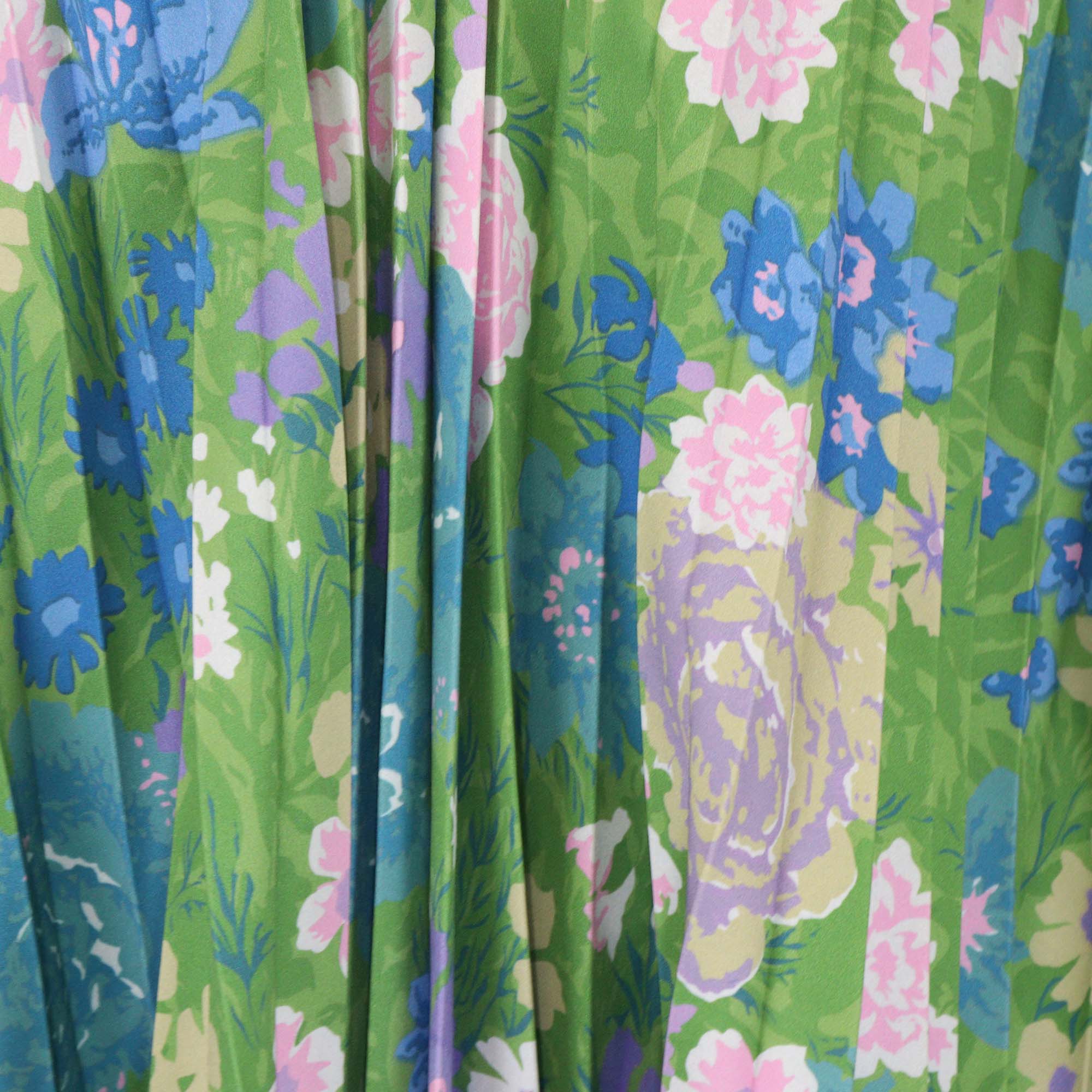 Balenciaga Multicolor Floral Print Pleated Cape Detail Dress