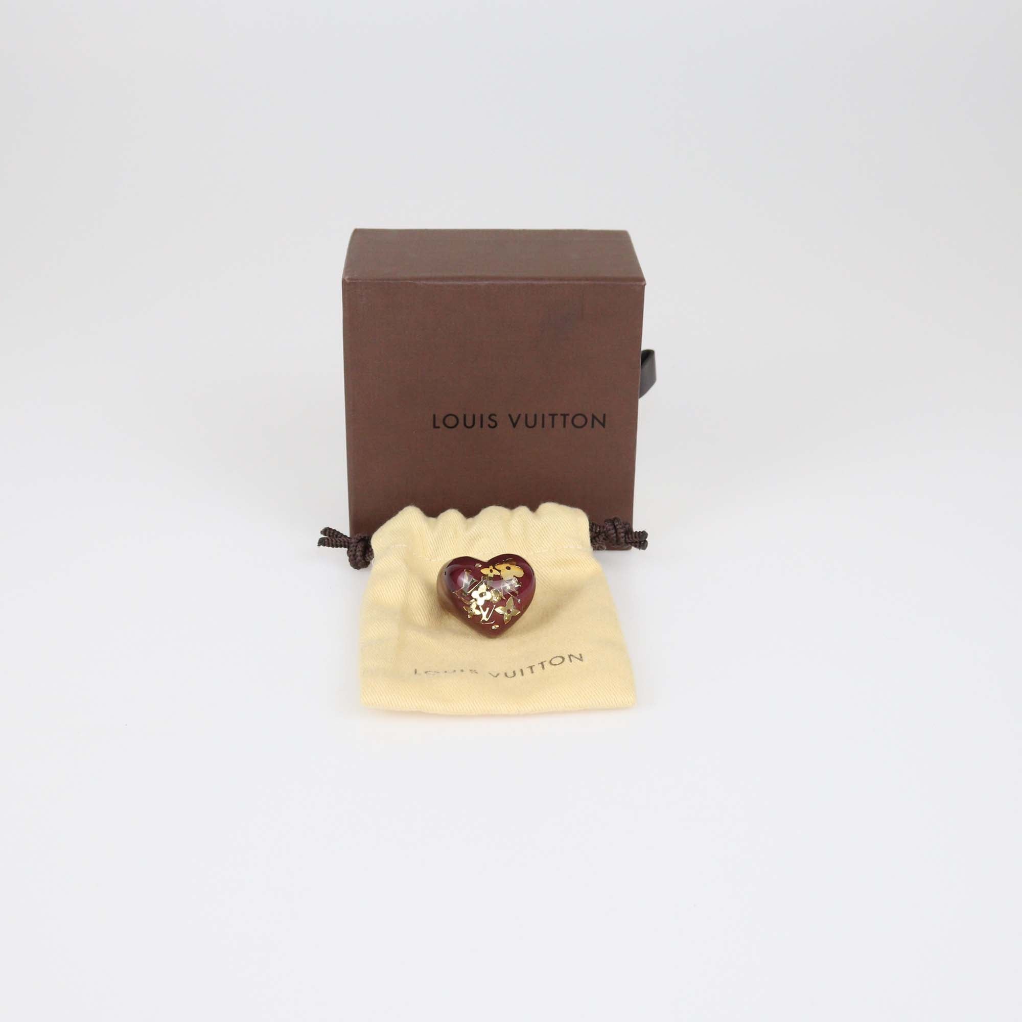 Louis Vuitton Burgundy Resin Inclusion Heart Ring