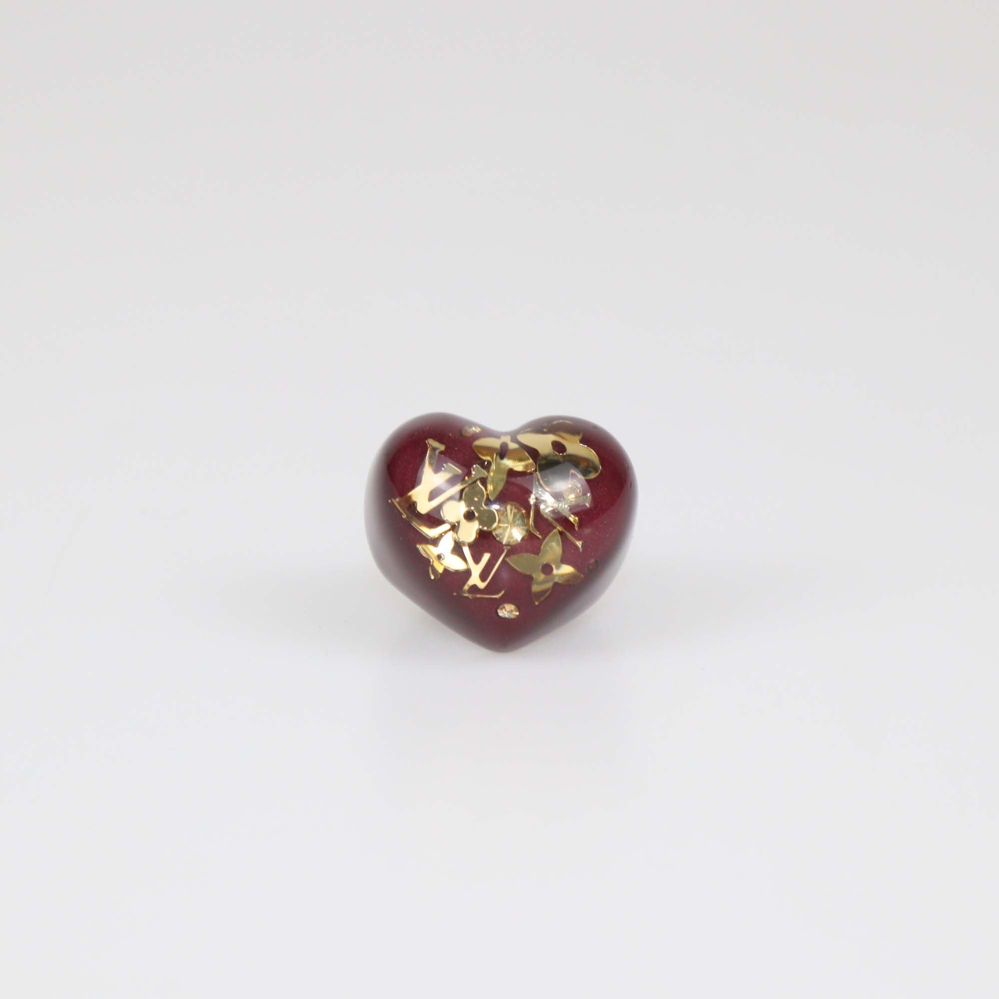 Louis Vuitton Burgundy Resin Inclusion Heart Ring