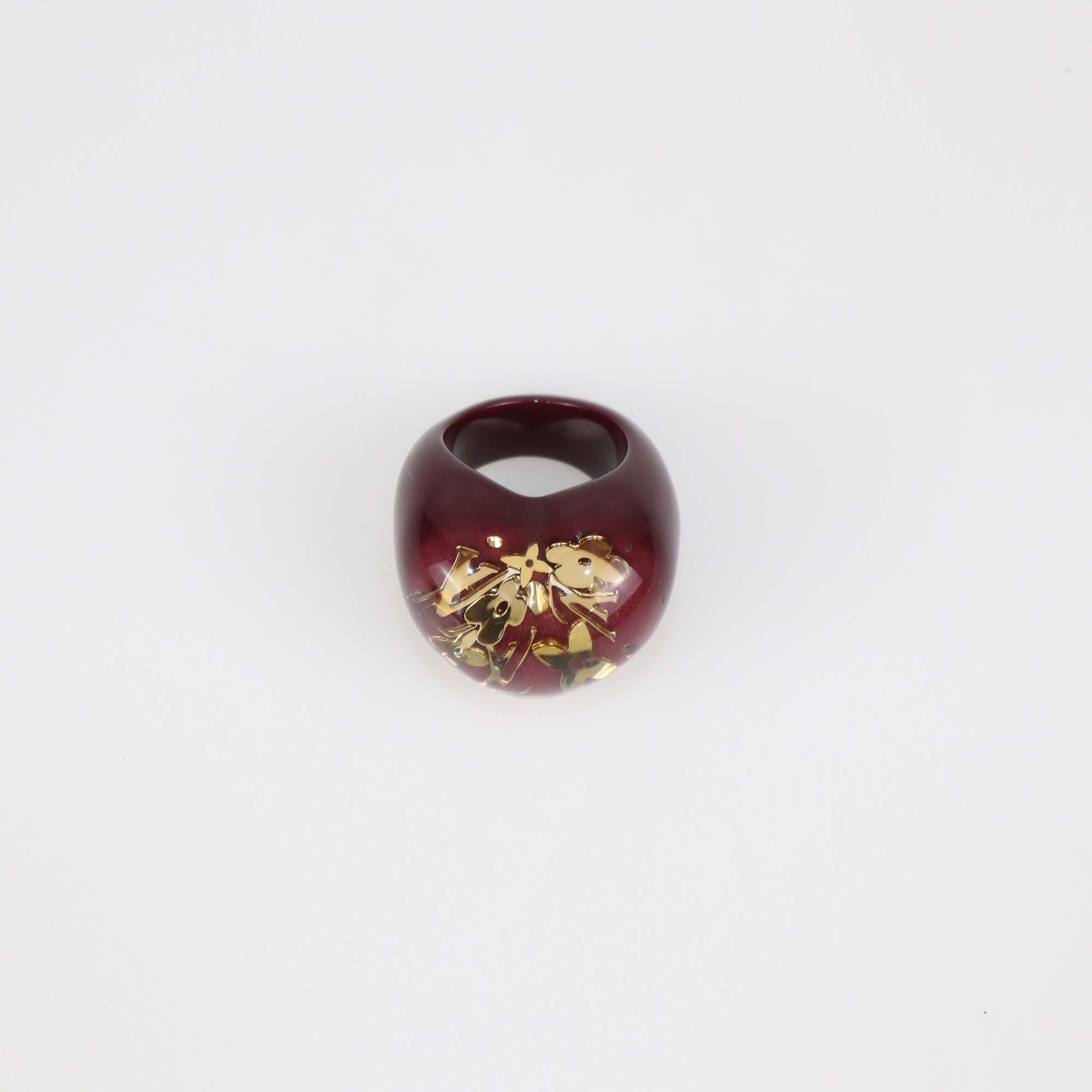 Louis Vuitton Burgundy Resin Inclusion Heart Ring