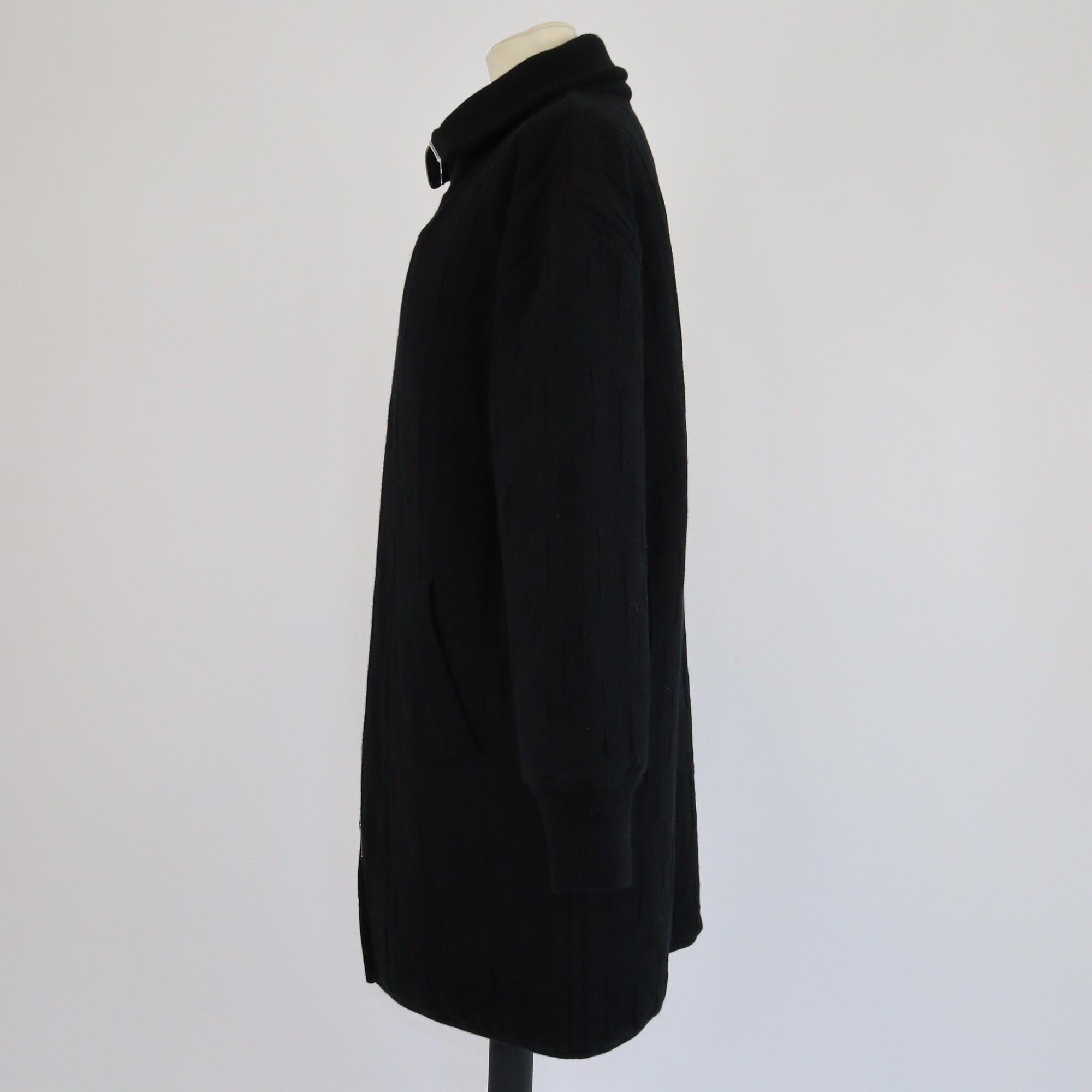 Hermes Black H Jacquard Manteay Zip Up Neck Jacket Womens Hermes
