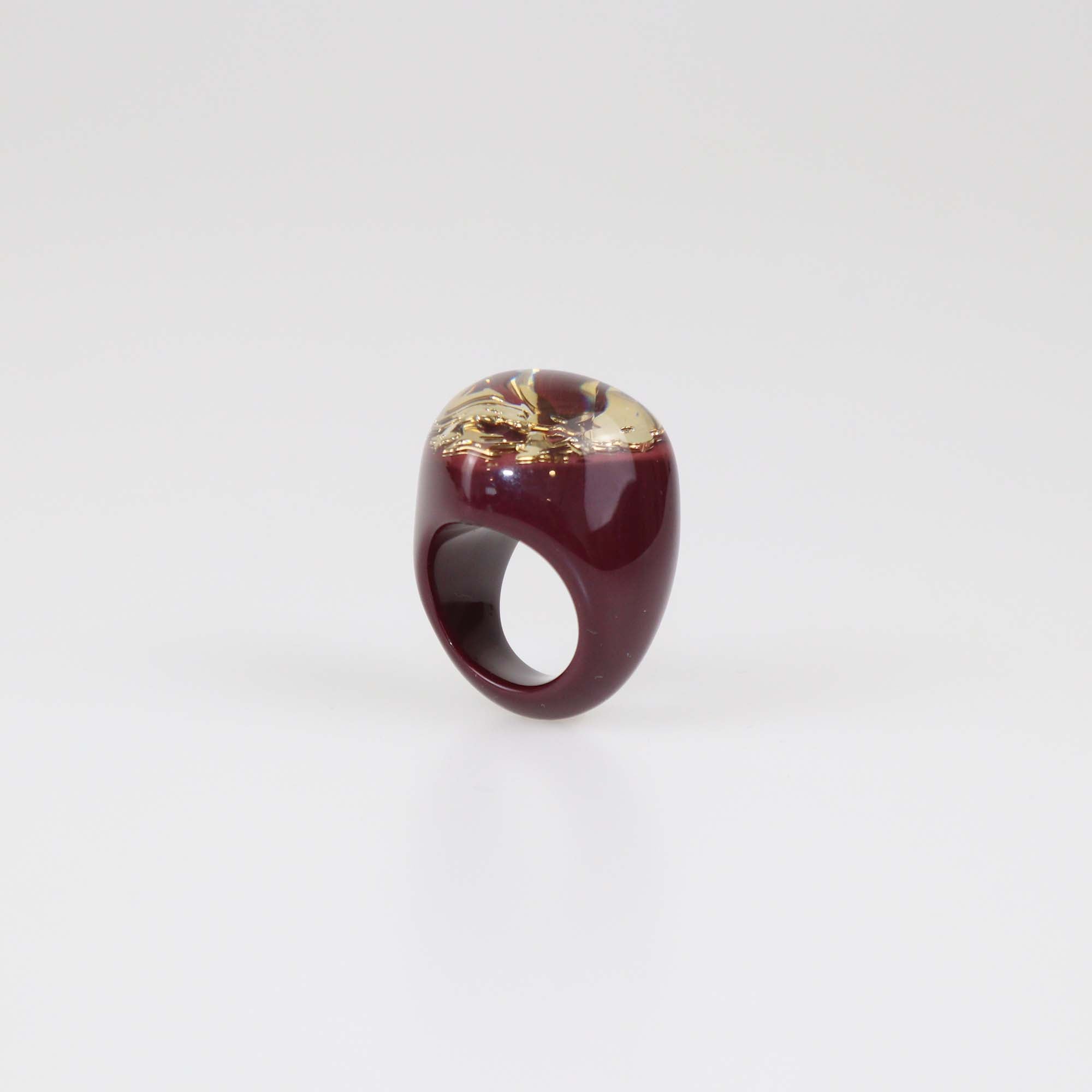 Louis Vuitton Burgundy Resin Inclusion Heart Ring