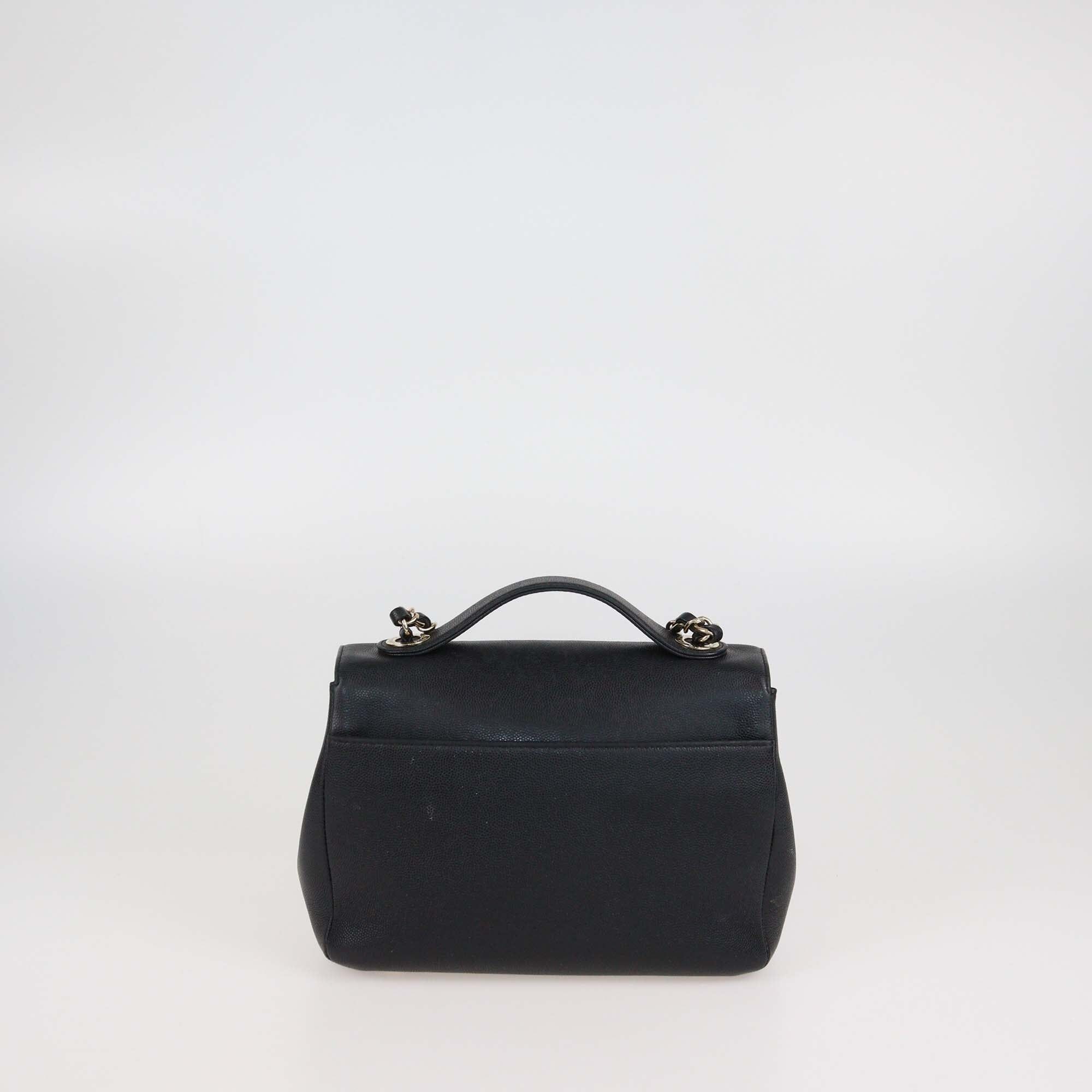 Chanel Black Quilted Caviar Leather Medium Business Affinity Flap Bag Womens Chanel
