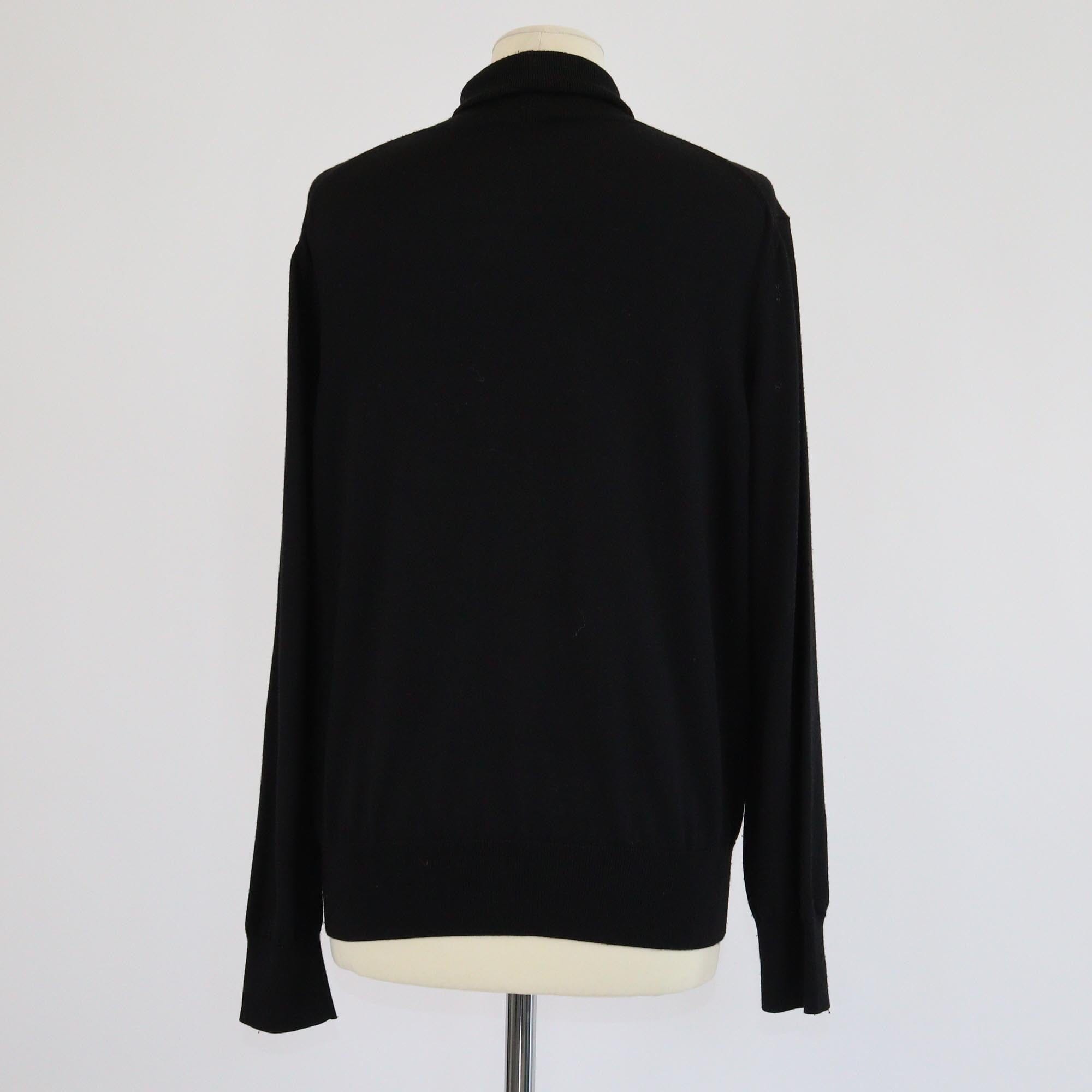 Chanel Black CC Cross Embroidered Blend Turtle Neck Sweater Womens Chanel