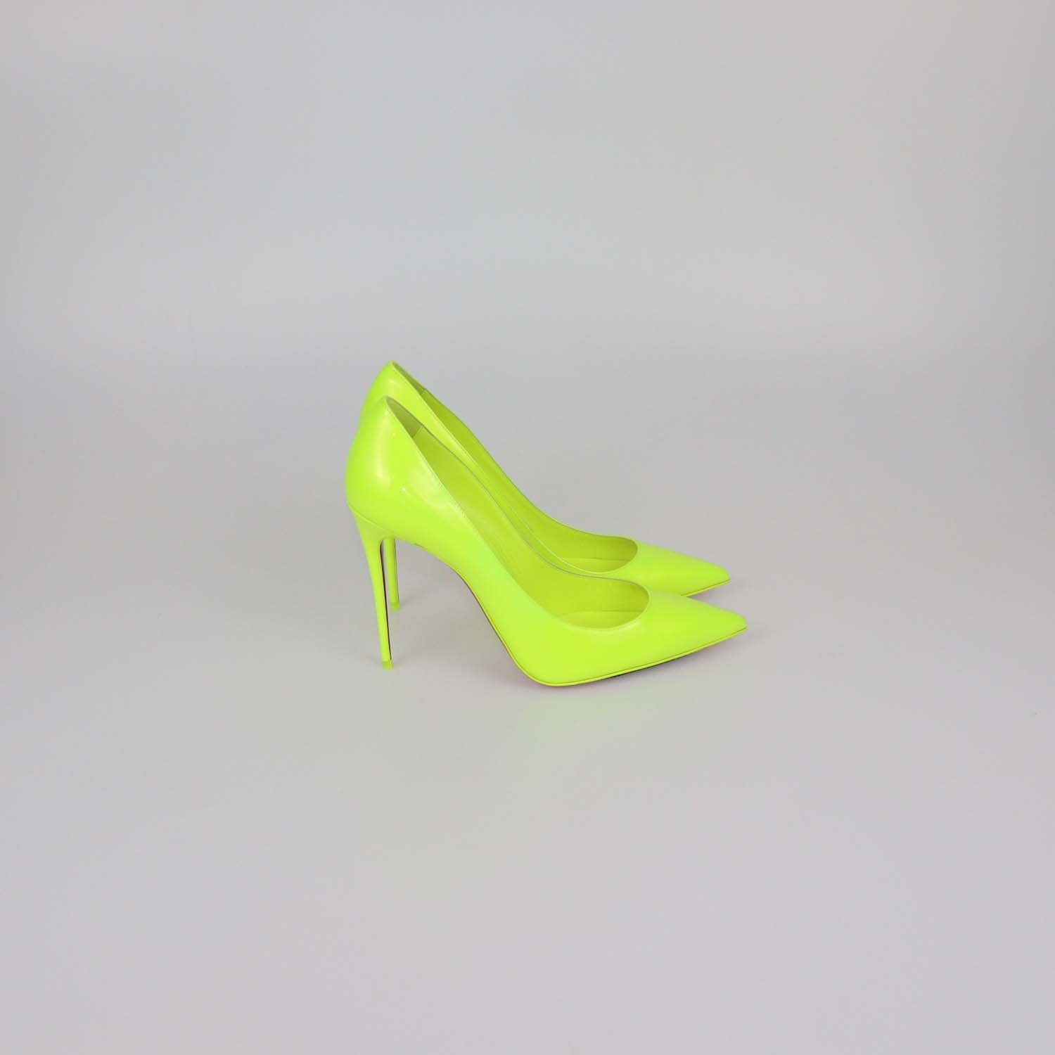 Christian Louboutin Neon Green Patent Leather Kate Pumps