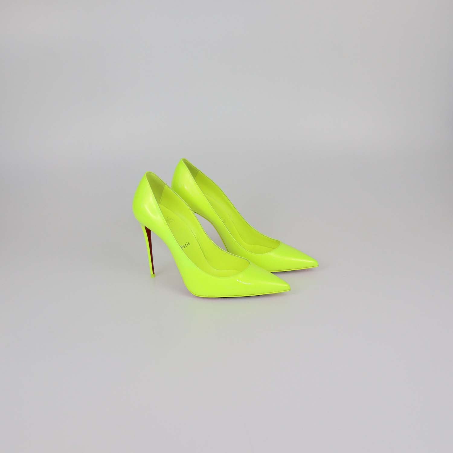 Christian Louboutin Neon Green Patent Leather Kate Pumps