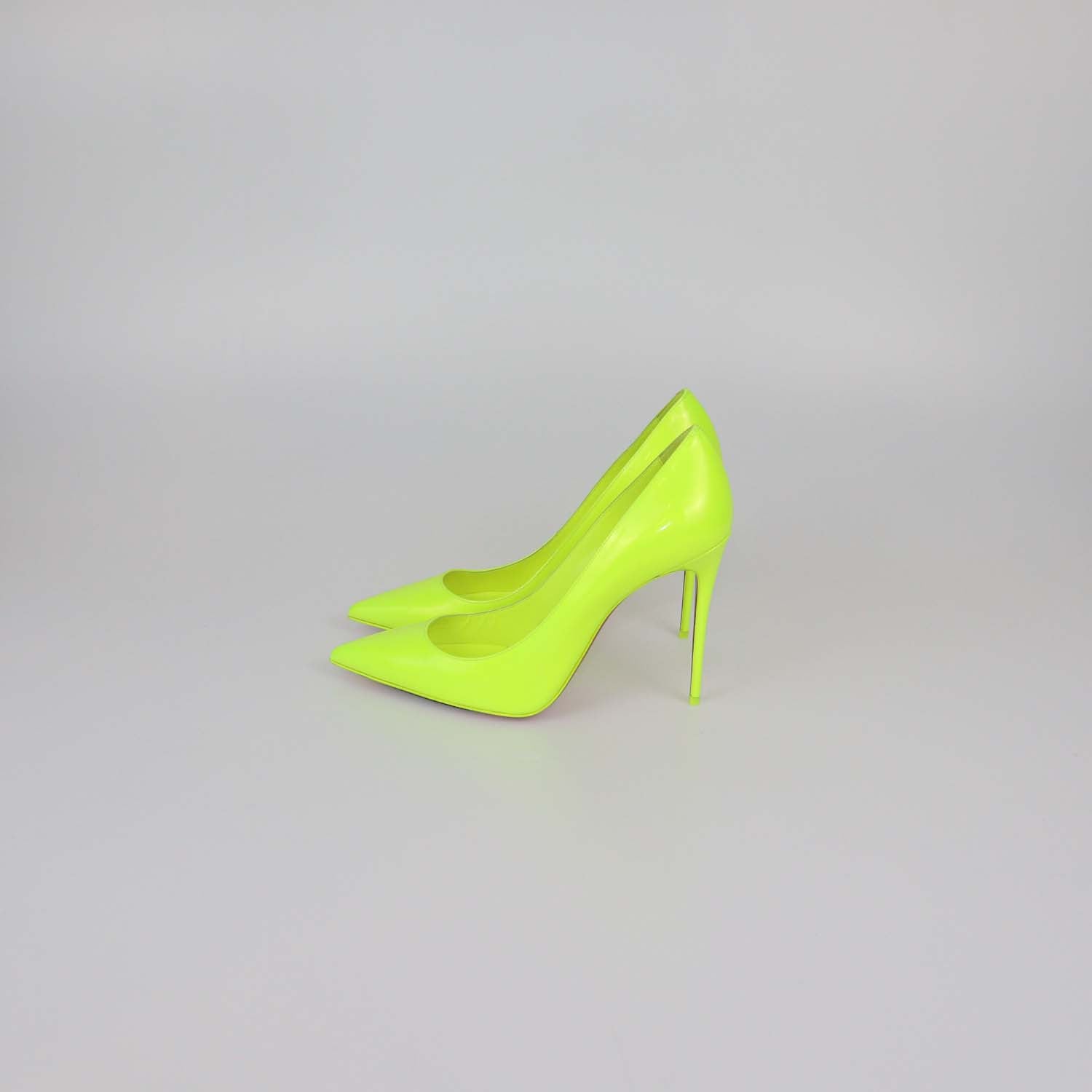 Christian Louboutin Neon Green Patent Leather Kate Pumps