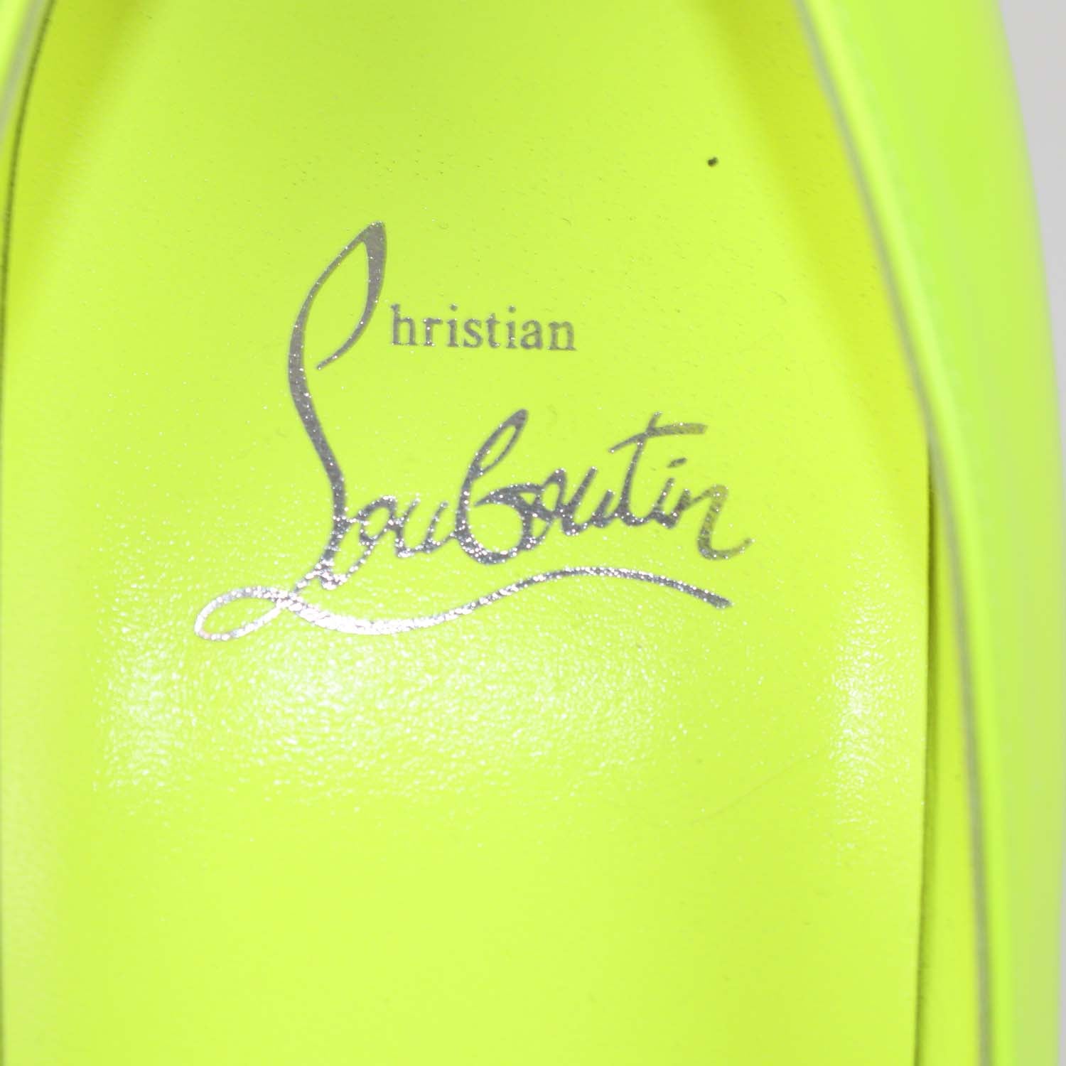 Christian Louboutin Neon Green Patent Leather Kate Pumps