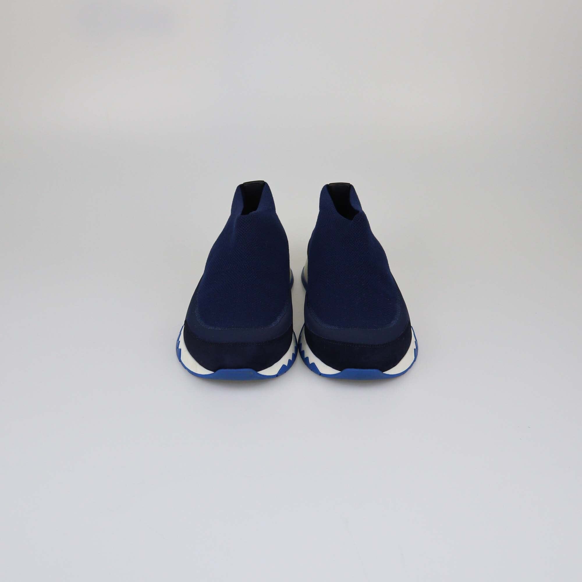 Hermes Navy Blue Knit Tokyo Slip On Sneakers Mens Hermes