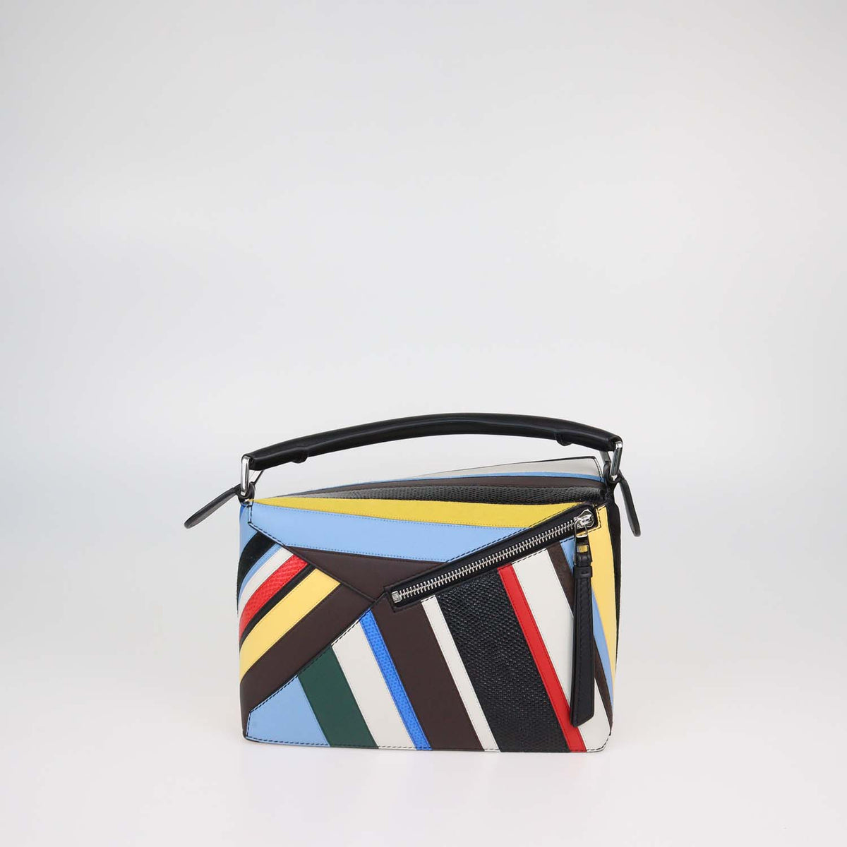 Loewe Multicolor Mixed Leather Striped Small Puzzle Bag