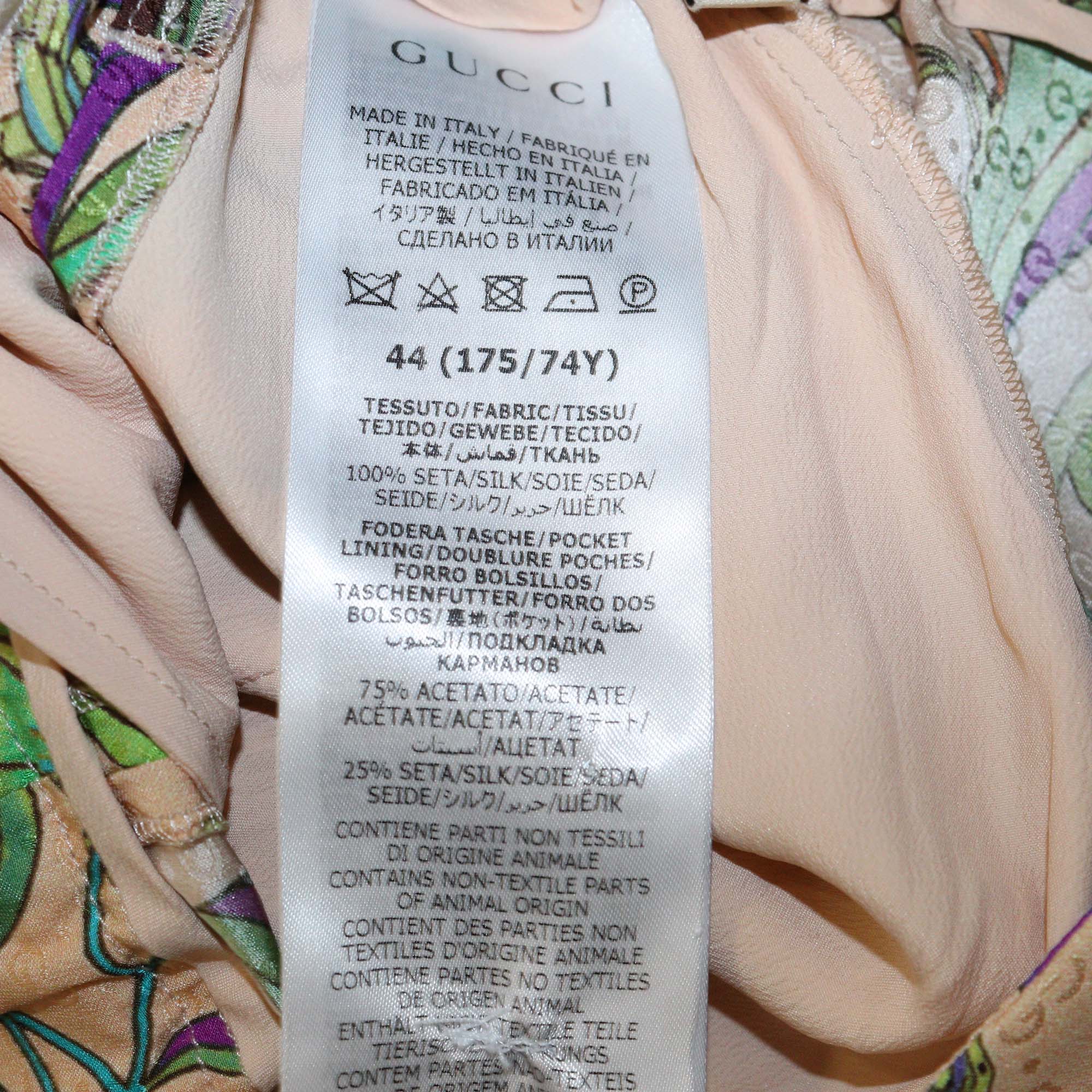 Gucci Multicolor Floral Print Silk Elastic Waist Pants