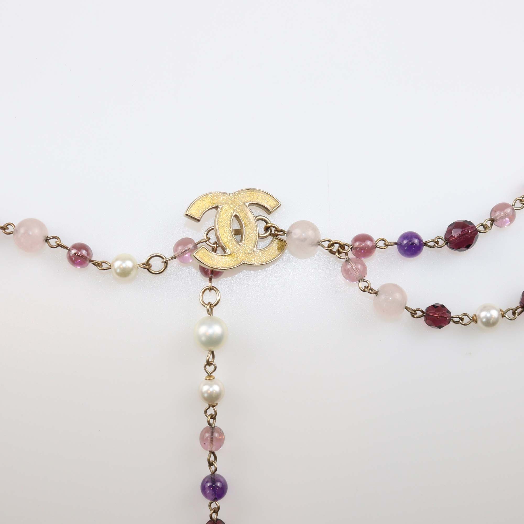 Chanel Multicolor Faux Pearl & Crystal Chain CC Belt