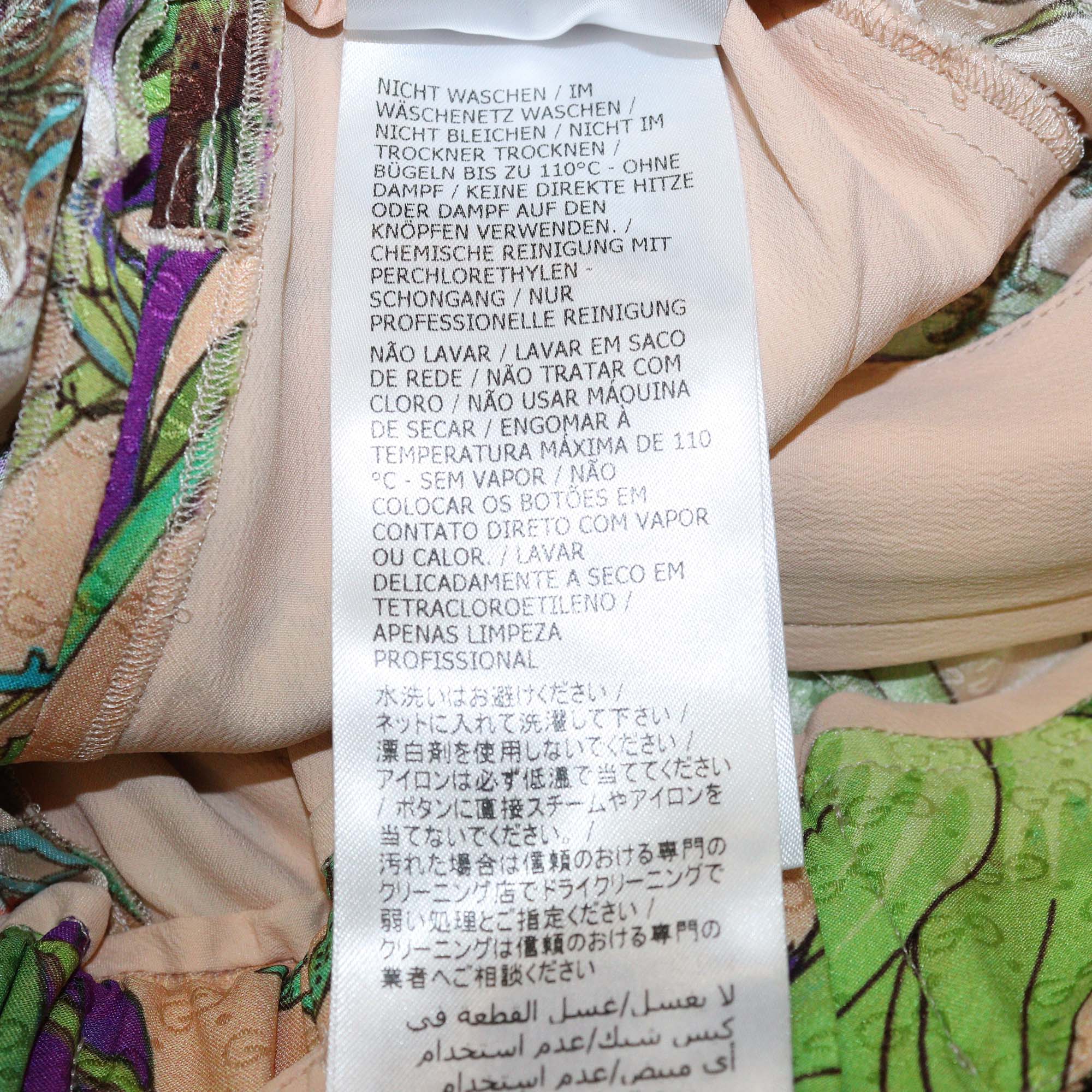 Gucci Multicolor Floral Print Silk Elastic Waist Pants