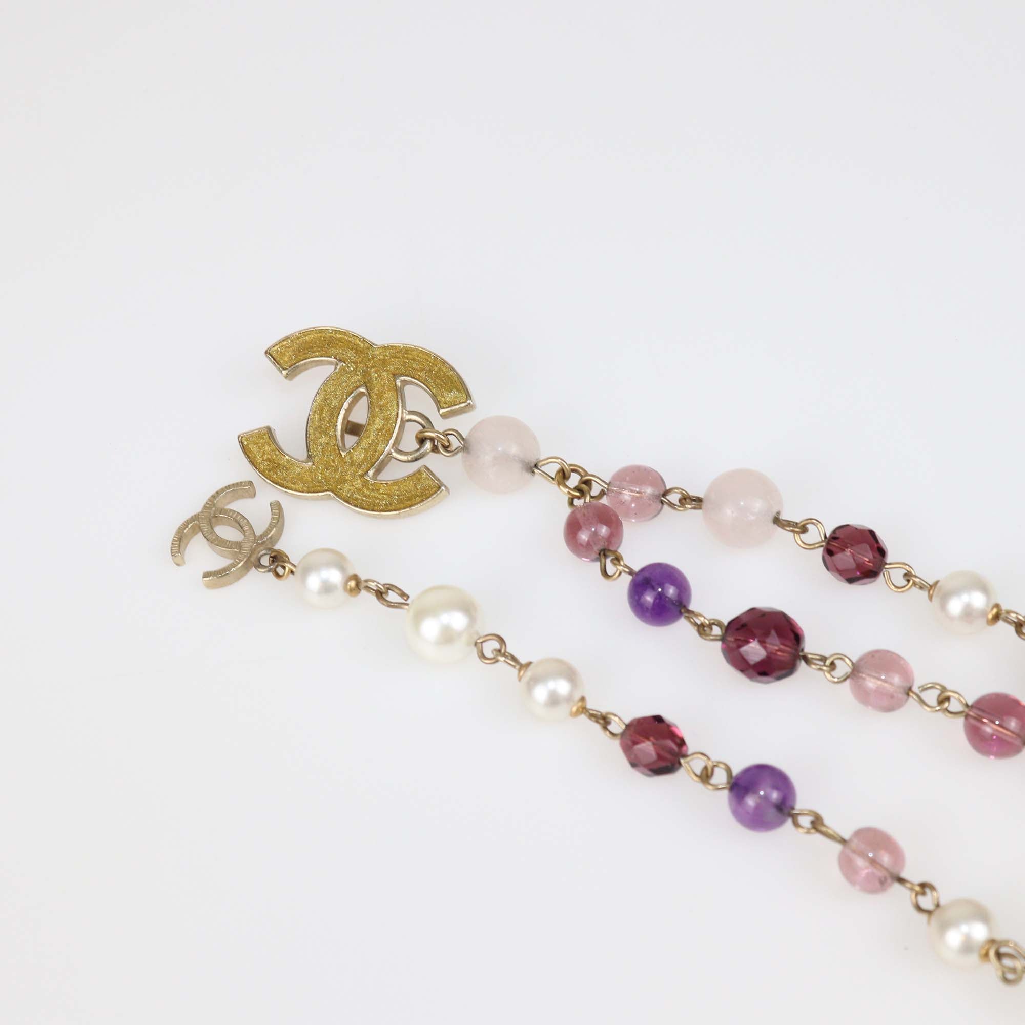 Chanel Multicolor Faux Pearl & Crystal Chain CC Belt