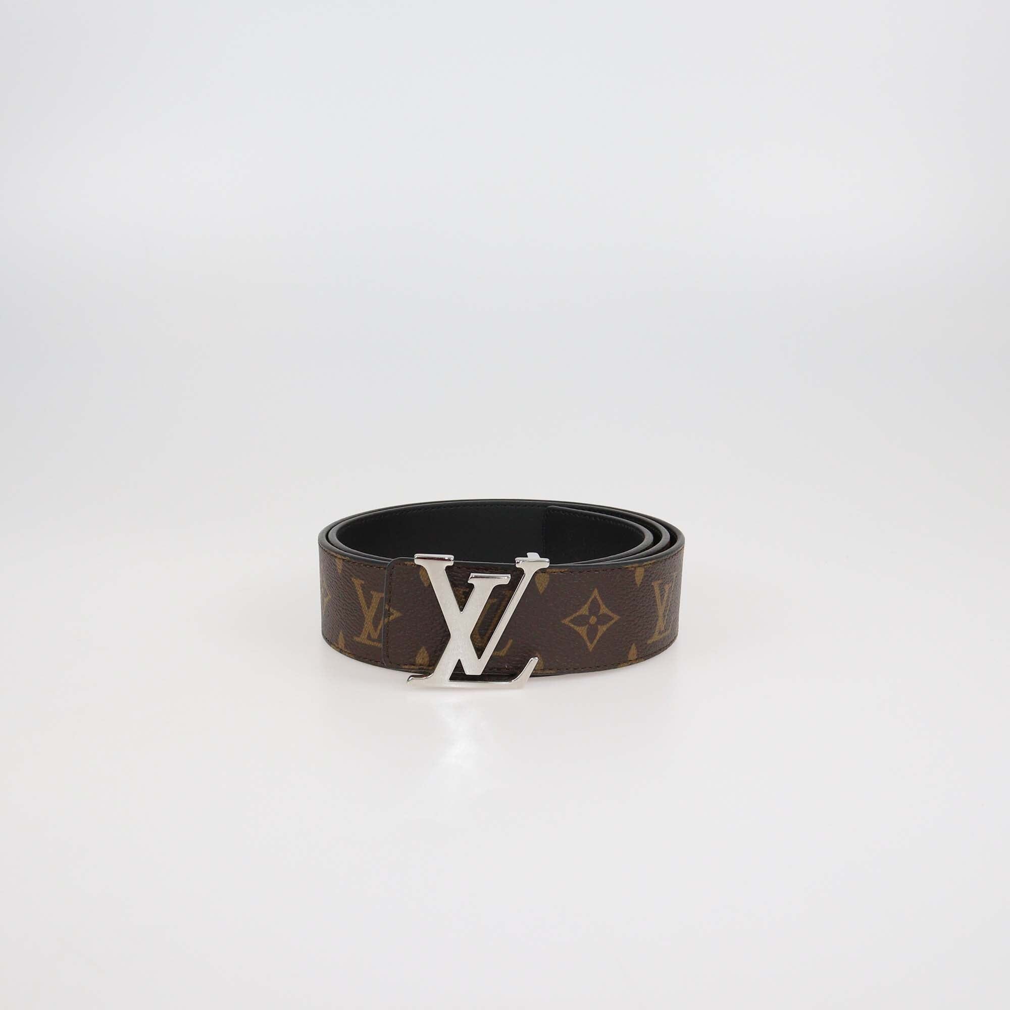 Louis Vuitton Black/Monogram Canvas & Leather Reversible 40MM Initiales Belt Mens Louis Vuitton