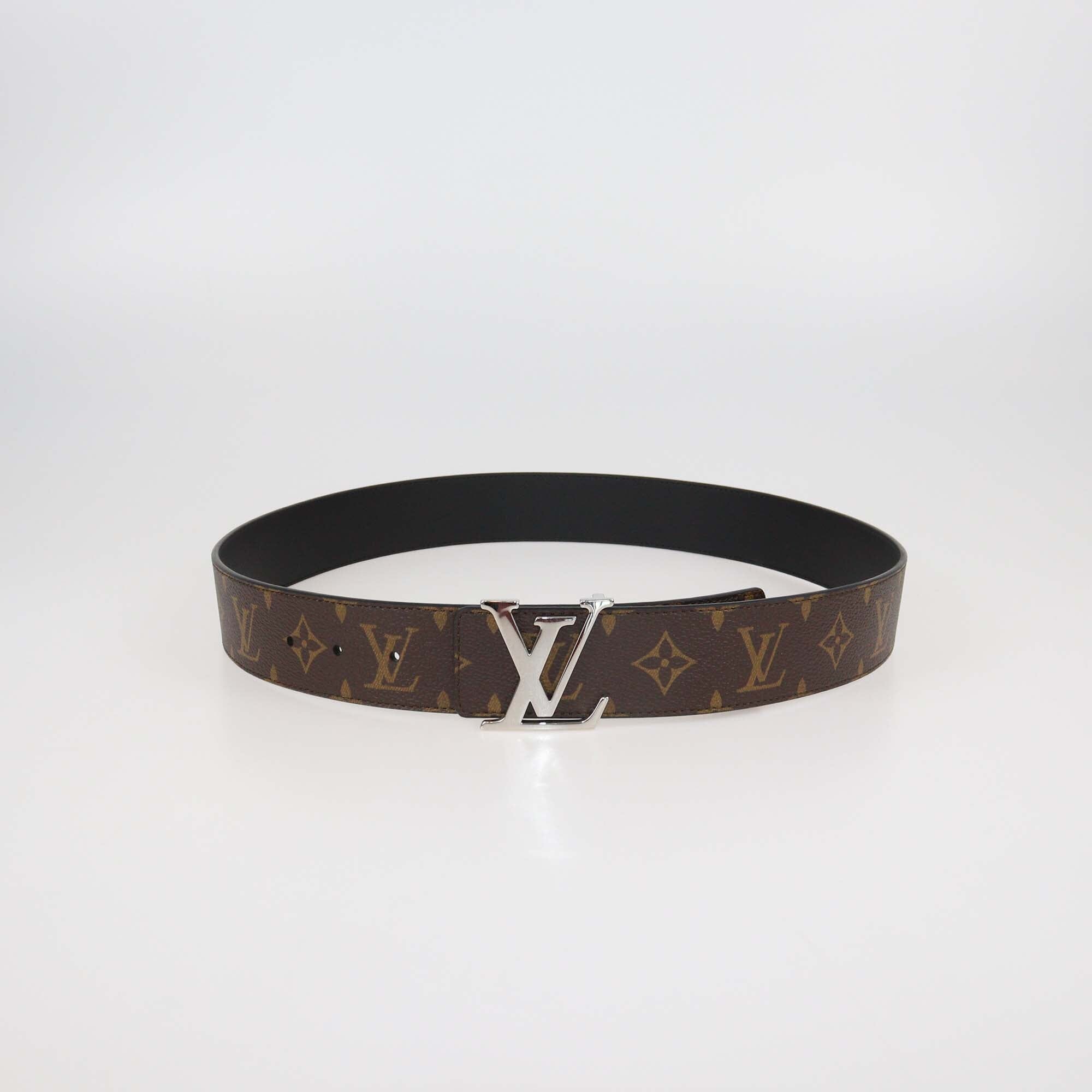 Louis Vuitton Black/Monogram Canvas & Leather Reversible 40MM Initiales Belt Mens Louis Vuitton