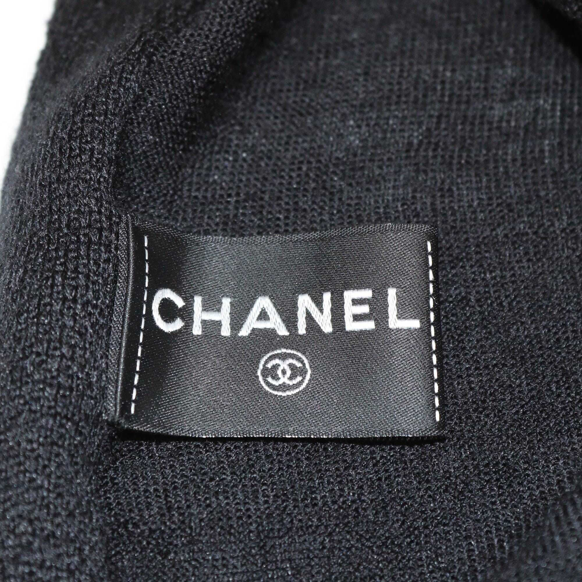 Chanel Black Logo Embroidered Scarf Womens Chanel