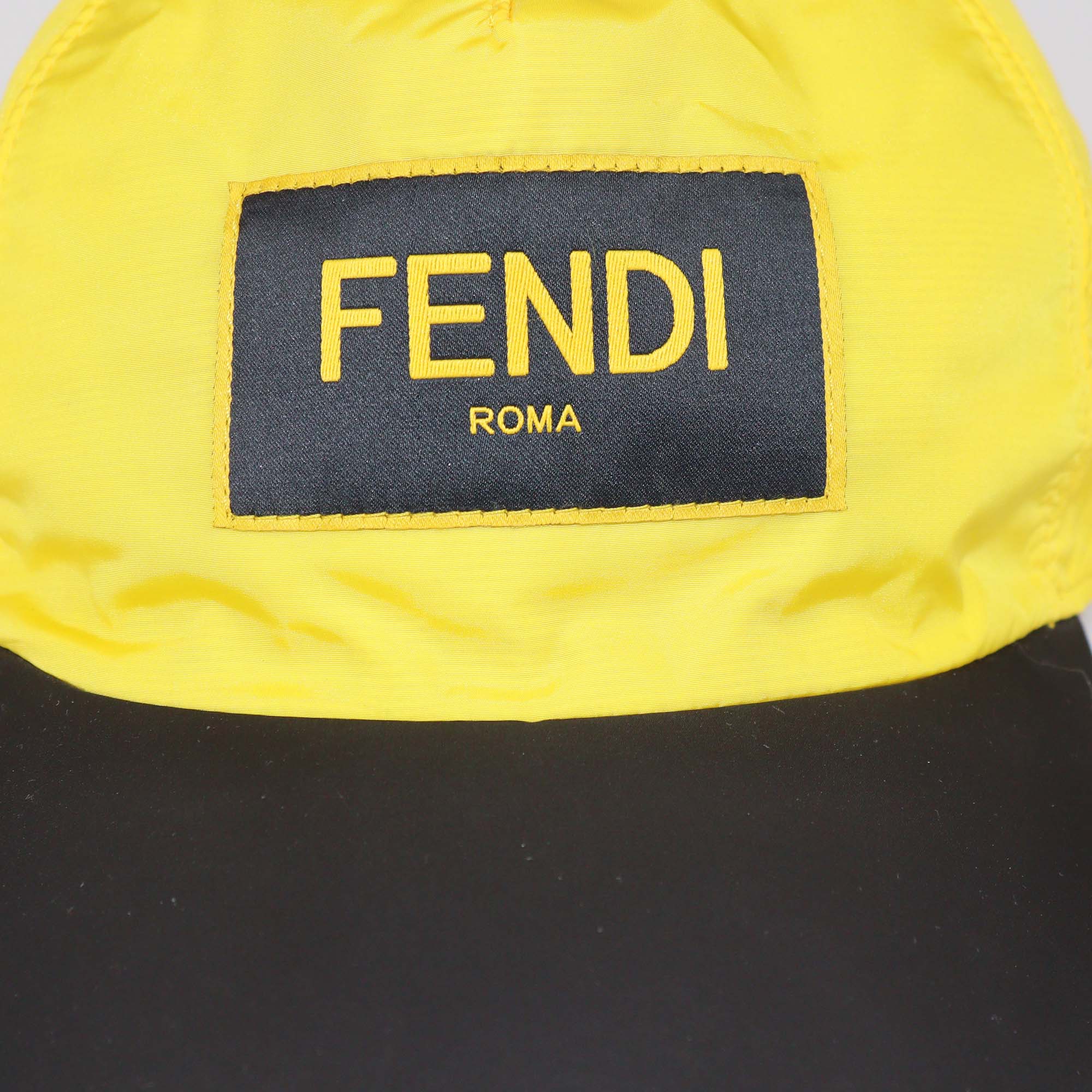 Fendi Yellow/Black Nylon Logo Patch Baseball Cap