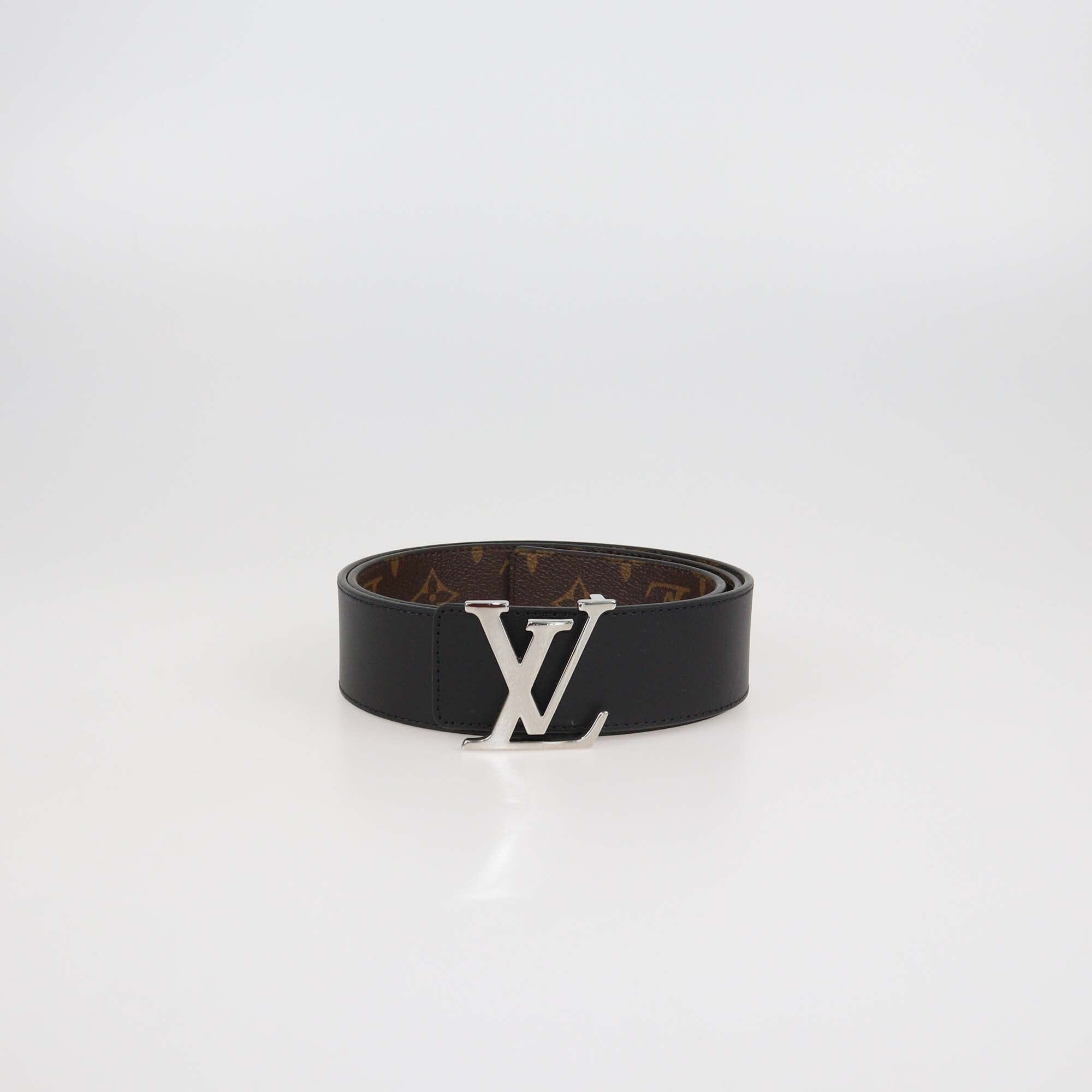 Louis Vuitton Black/Monogram Canvas & Leather Reversible 40MM Initiales Belt Mens Louis Vuitton