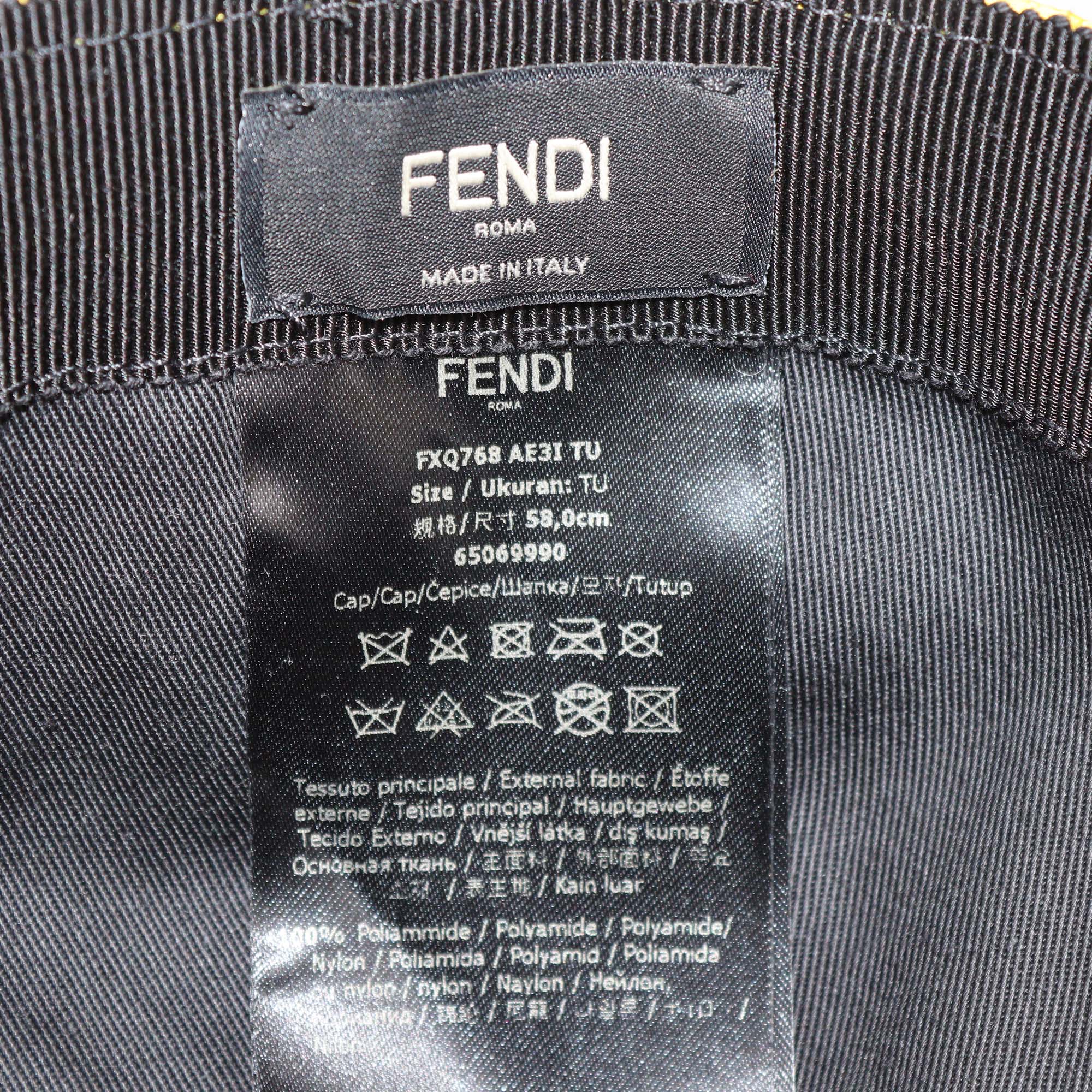 Fendi Yellow/Black Nylon Logo Patch Baseball Cap