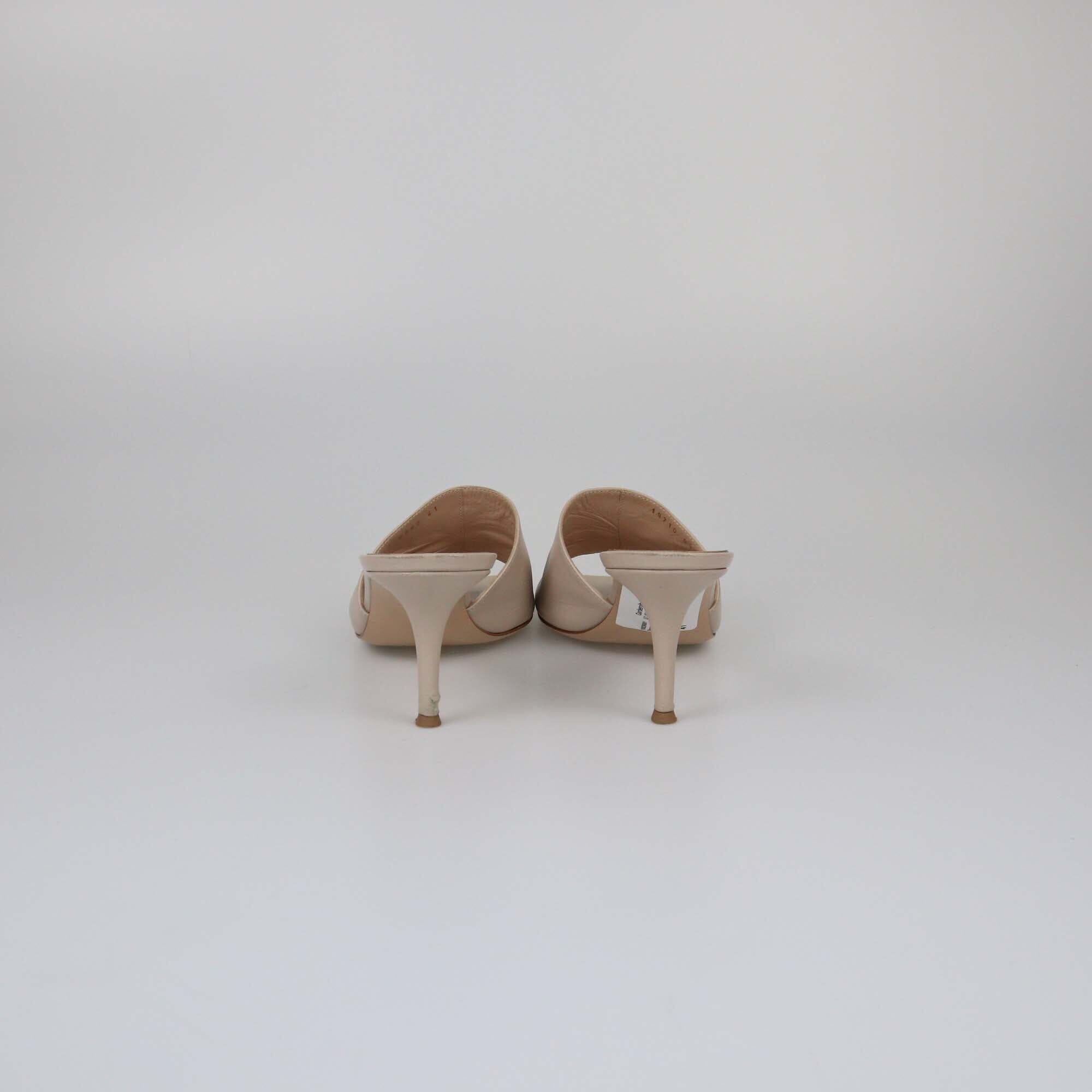 Gianvito Rossi Beige Square Toe Mules Womens Gianvito Rossi