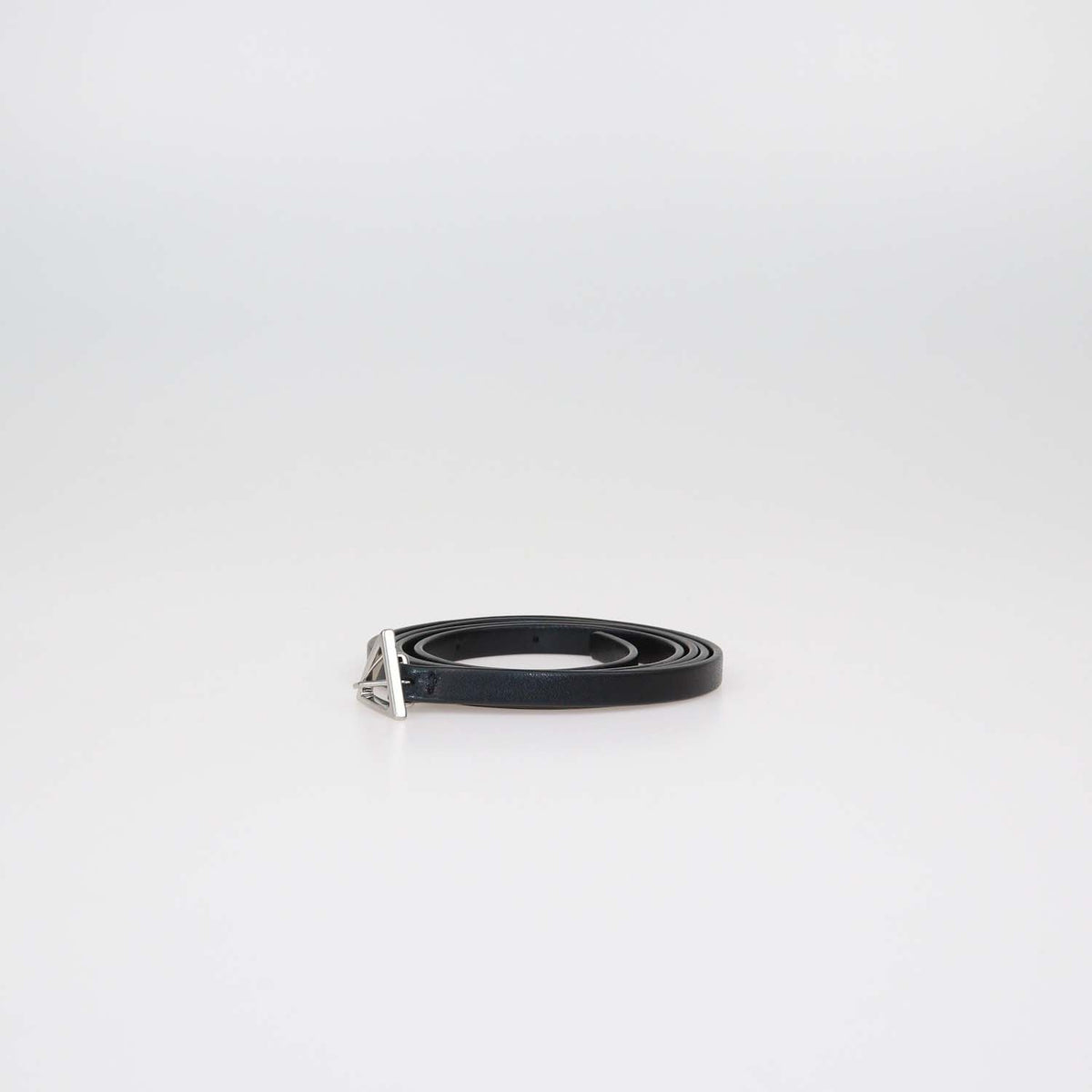 Bottega Veneta Black Leather Skinny Triangle Buckle Belt