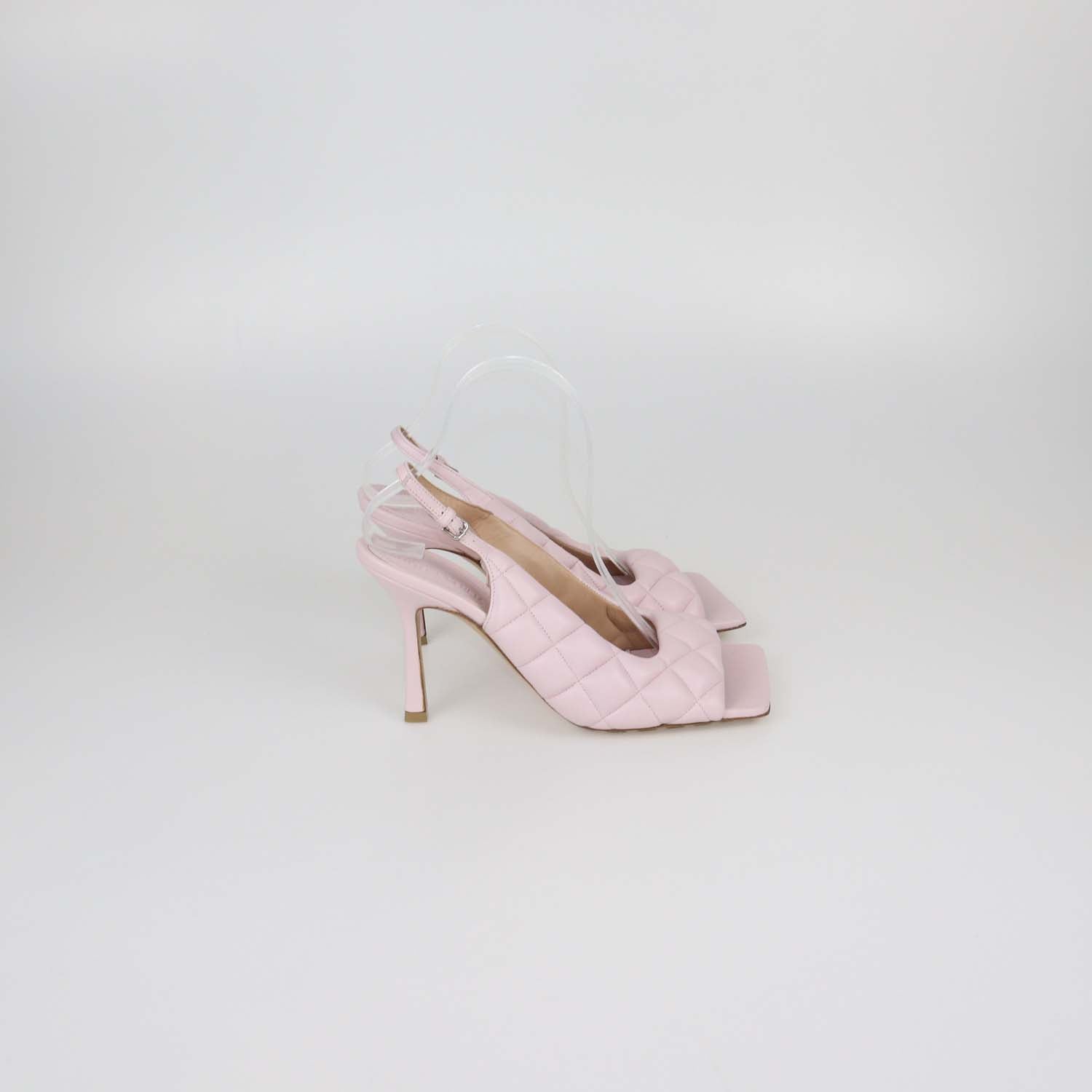 Bottega Veneta Pink Quilted Padded Leather Slingback Sandals