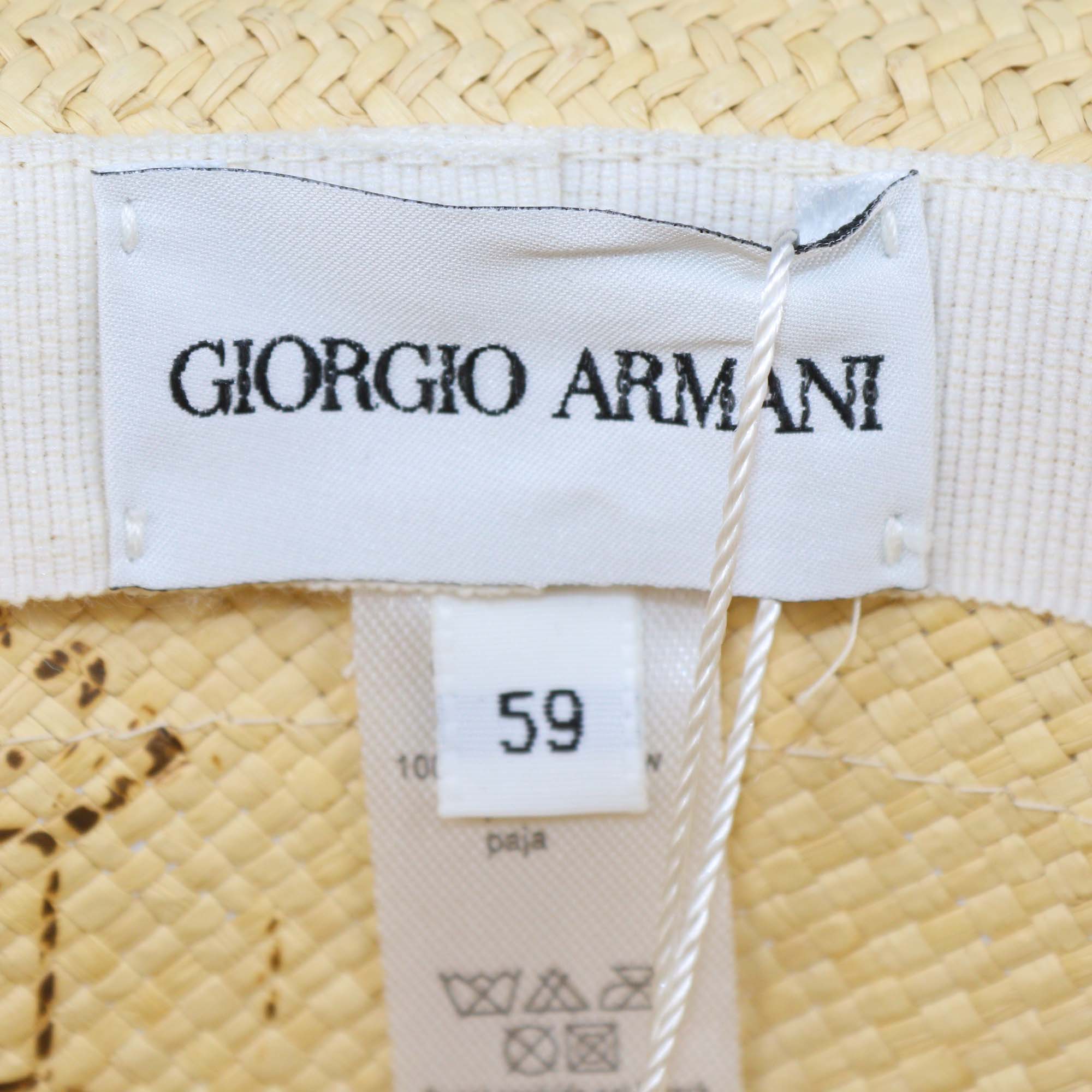 Giorgio Armani Beige Straw Panama Hat