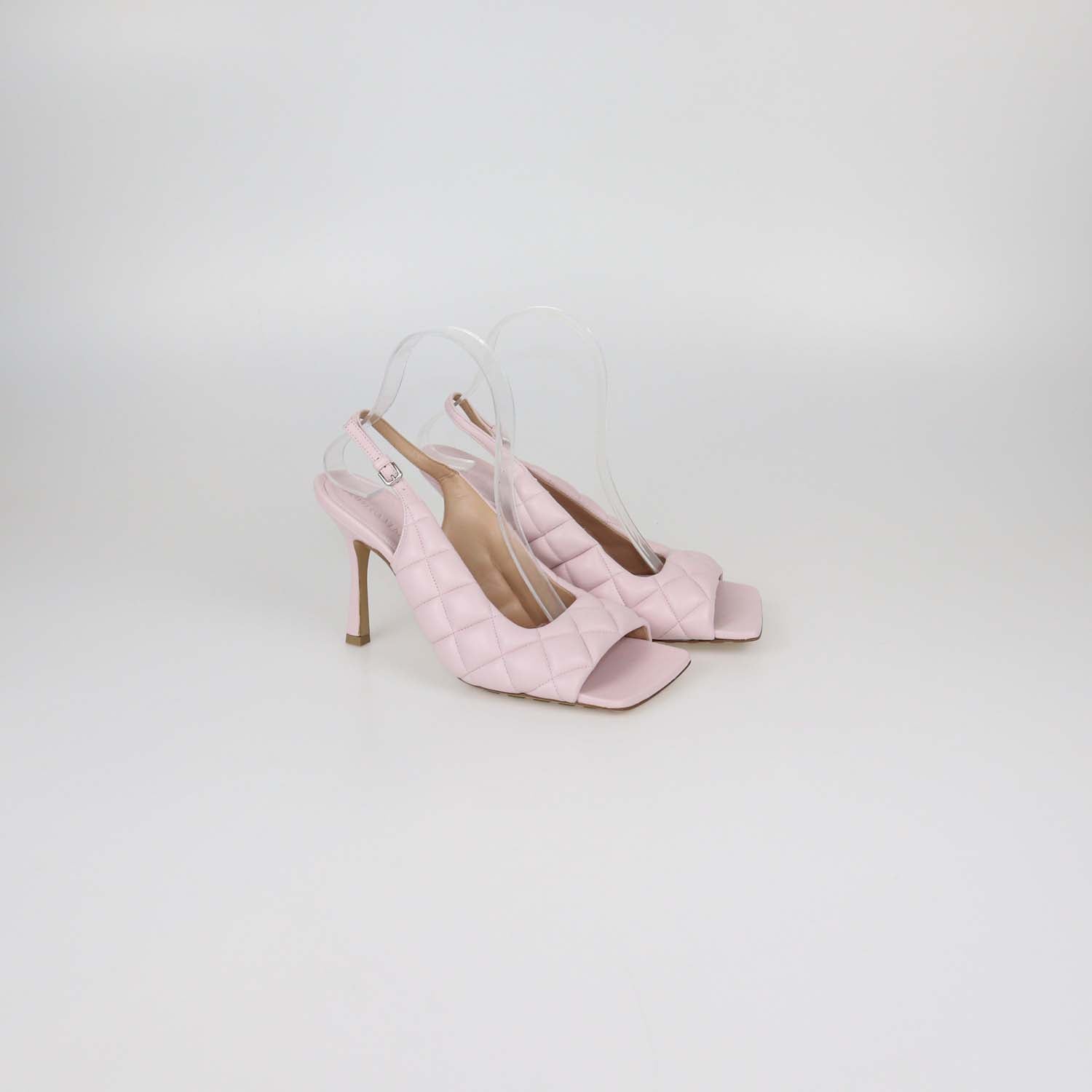 Bottega Veneta Pink Quilted Padded Leather Slingback Sandals