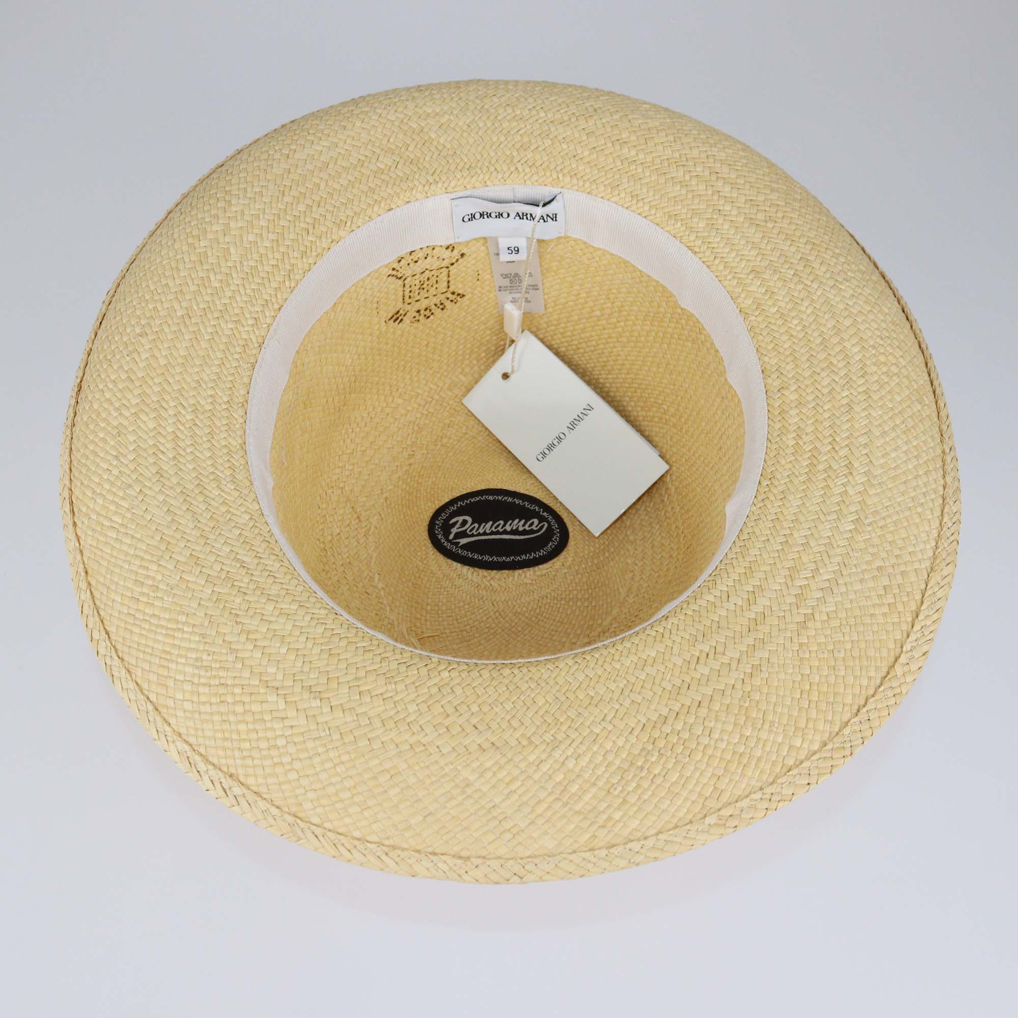 Giorgio Armani Beige Straw Panama Hat