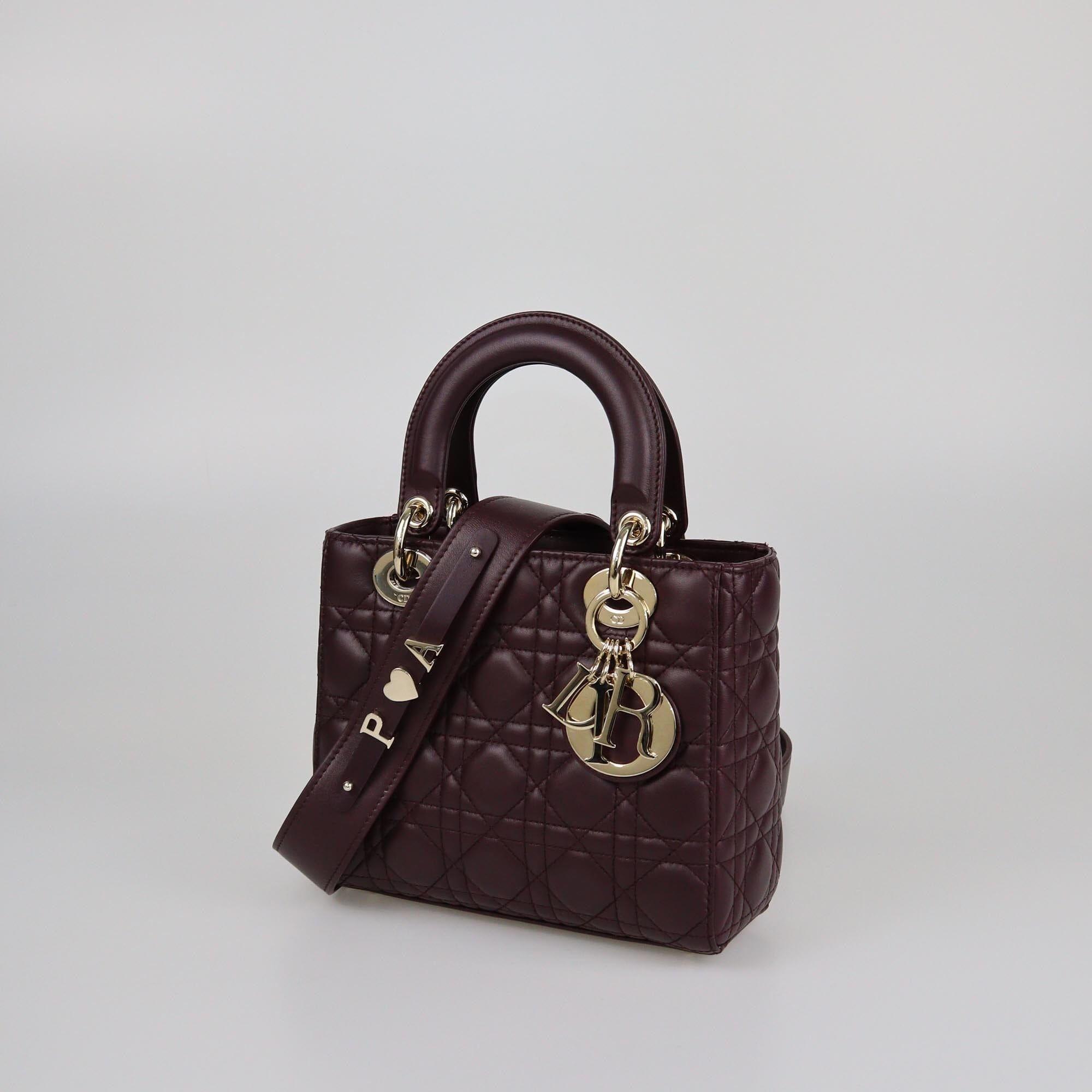 Christian Dior Dark Purple Cannage Small Lady Dior Tote Womens Christian Dior