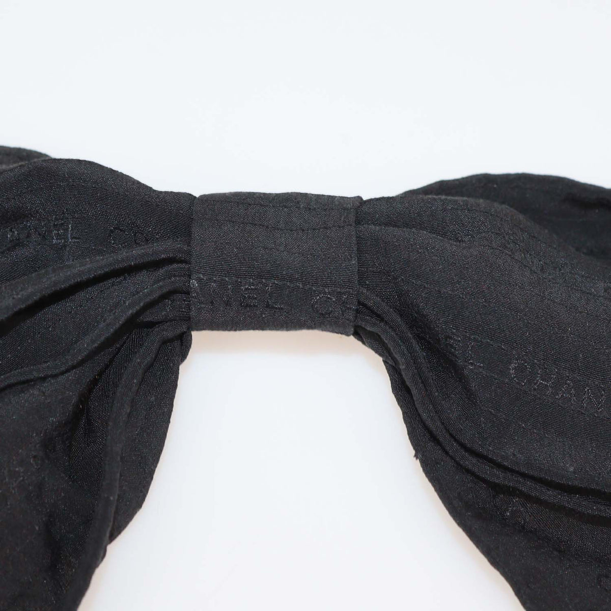 Chanel Black Fabric Bow Hairpin