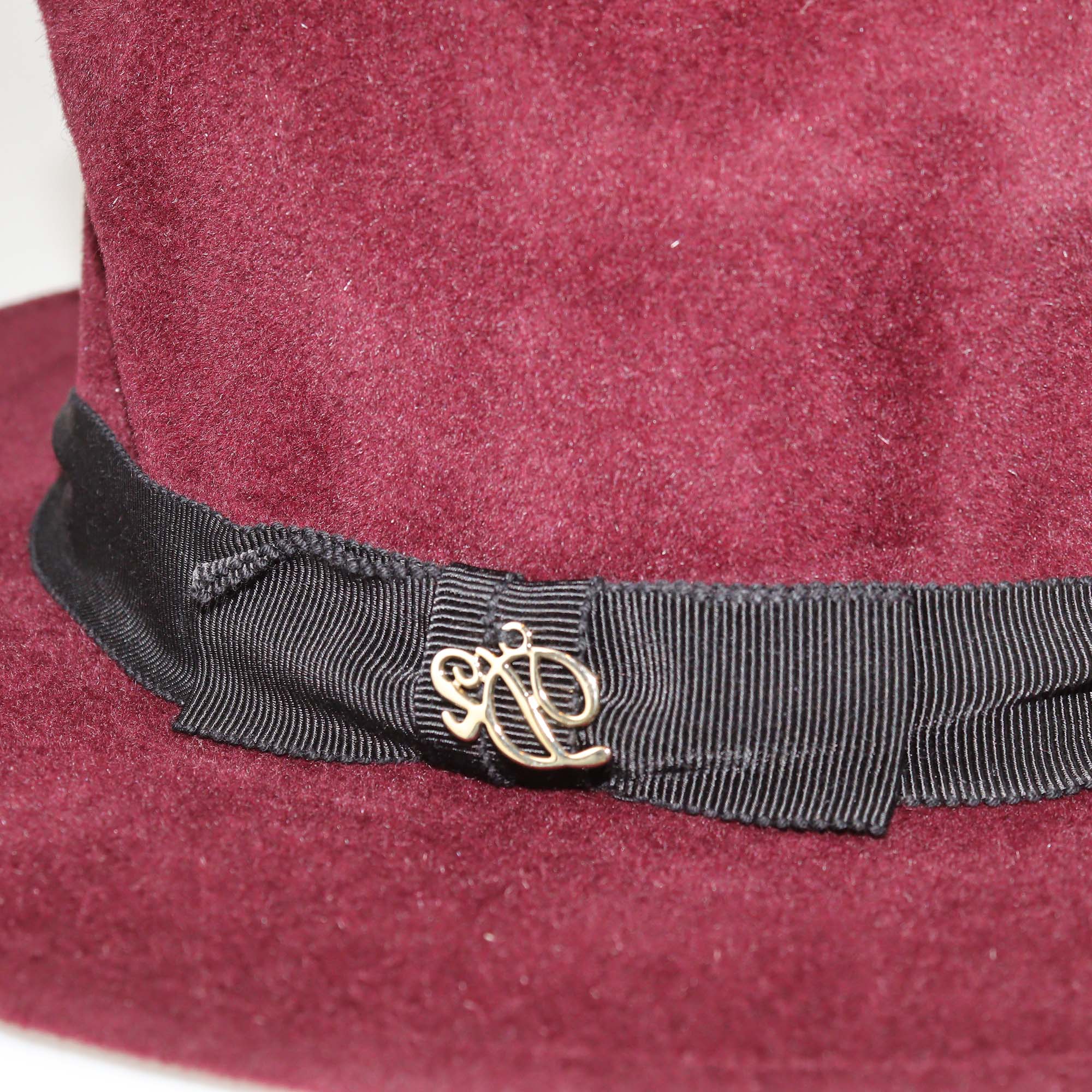 Dsquared2 Burgundy Rabbit Felt Fedora Hat