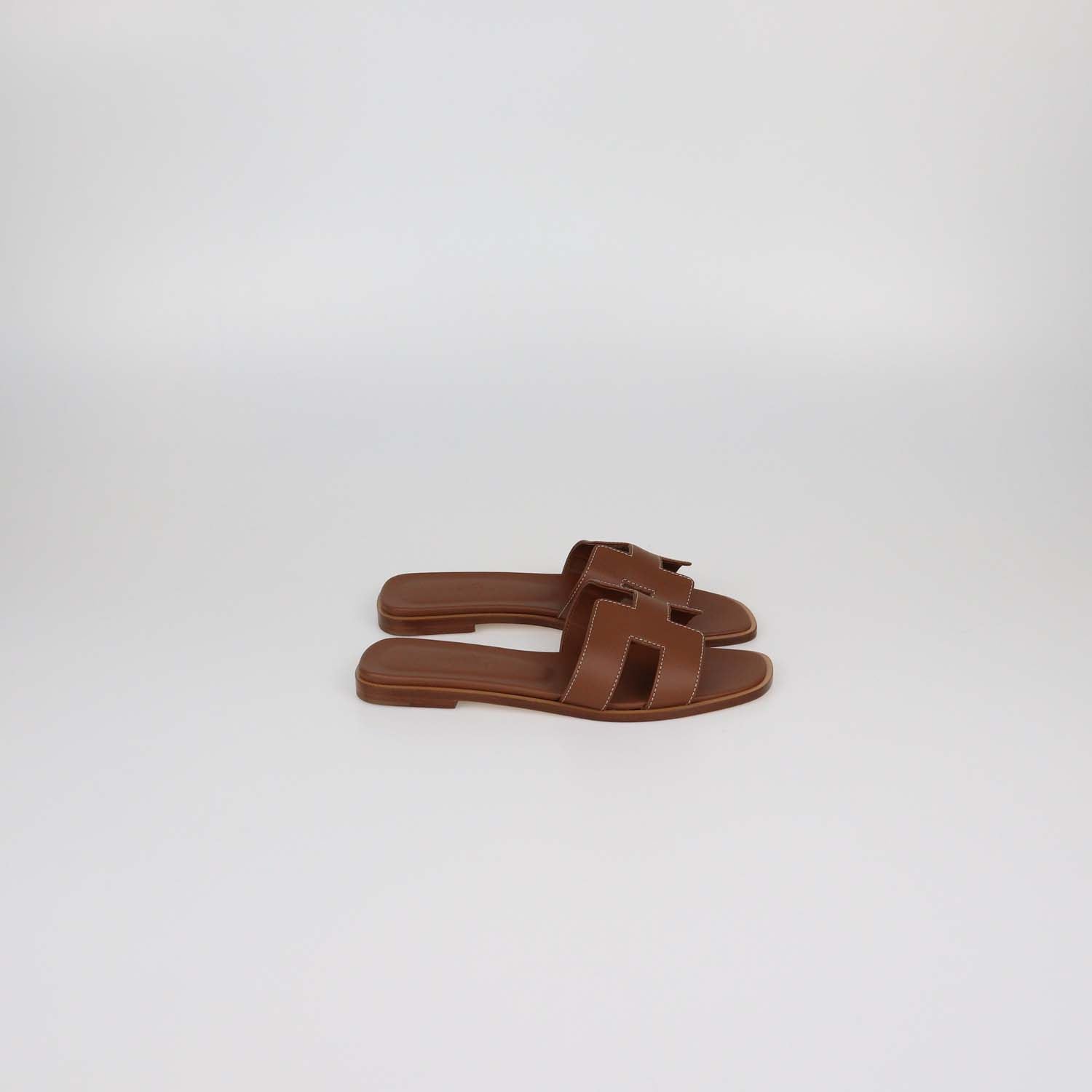 Hermes Black Box Calf Leather Oran Sandals