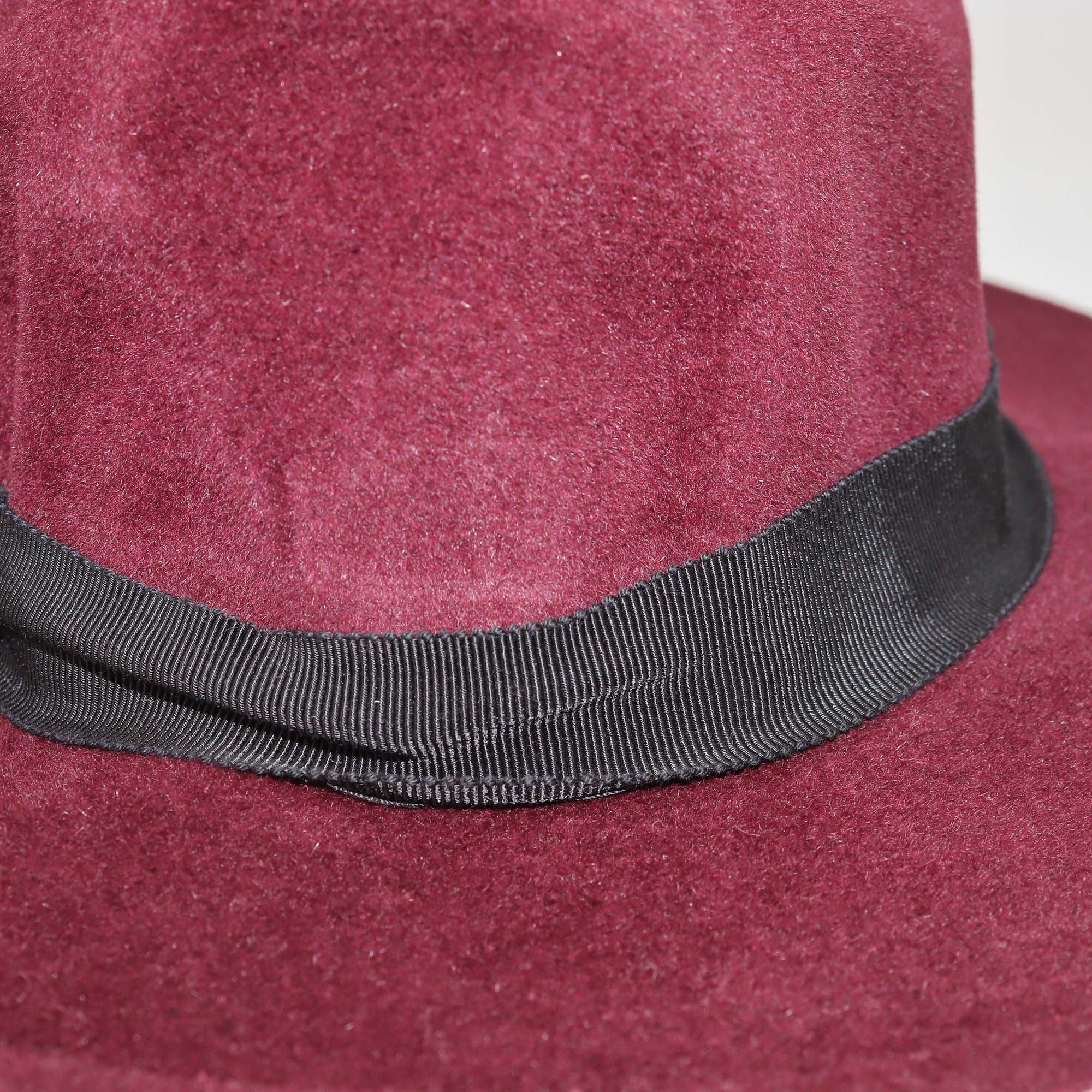 Dsquared2 Burgundy Rabbit Felt Fedora Hat