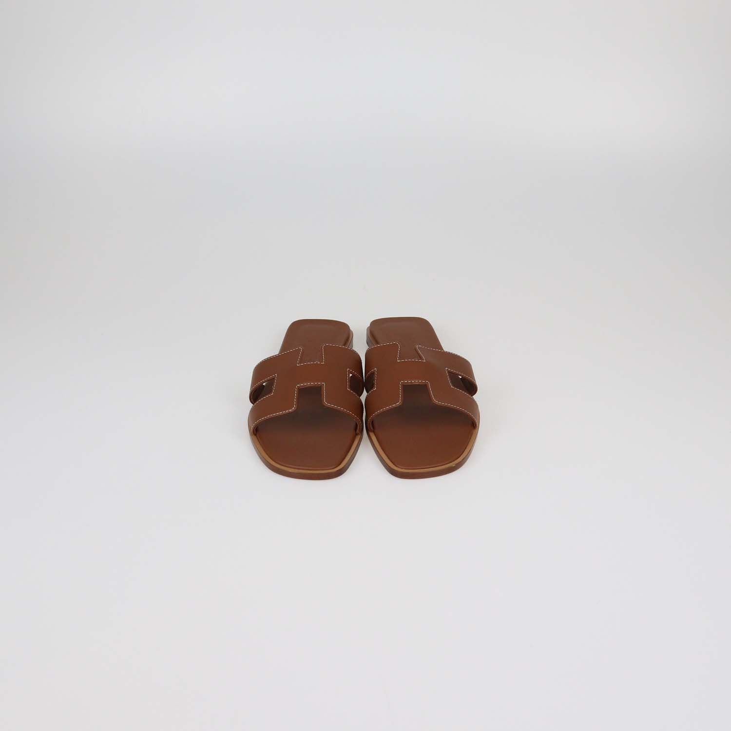 Hermes Black Box Calf Leather Oran Sandals
