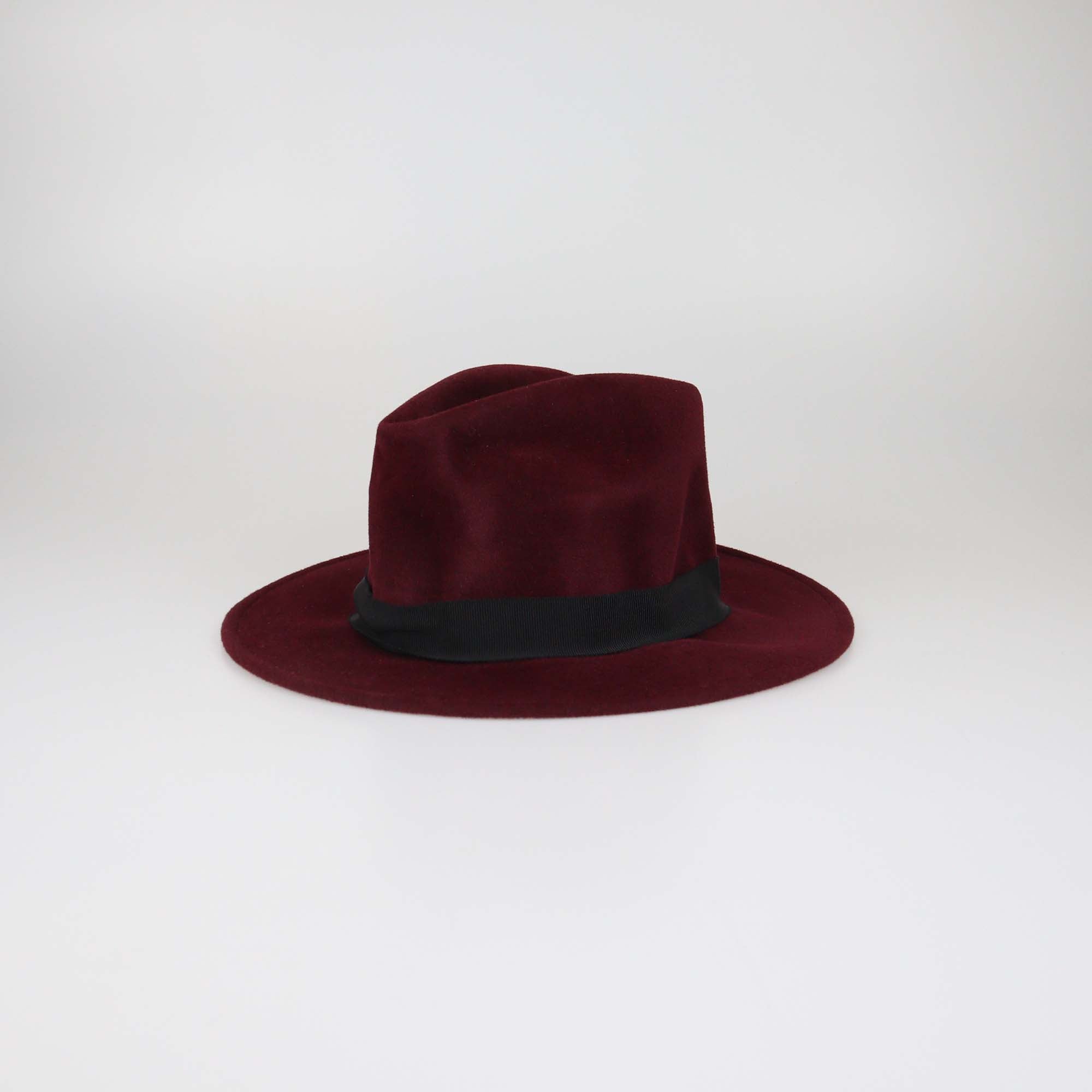 Dsquared2 Burgundy Rabbit Felt Fedora Hat