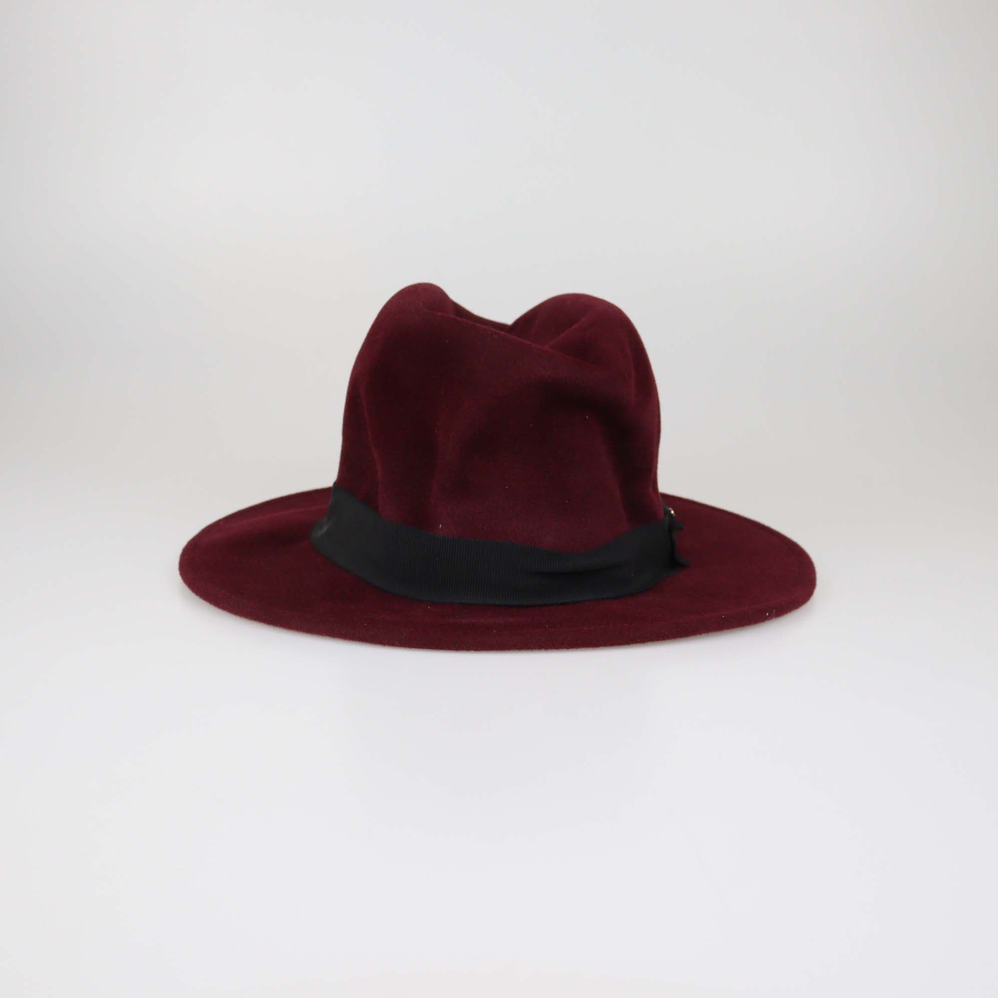 Dsquared2 Burgundy Rabbit Felt Fedora Hat