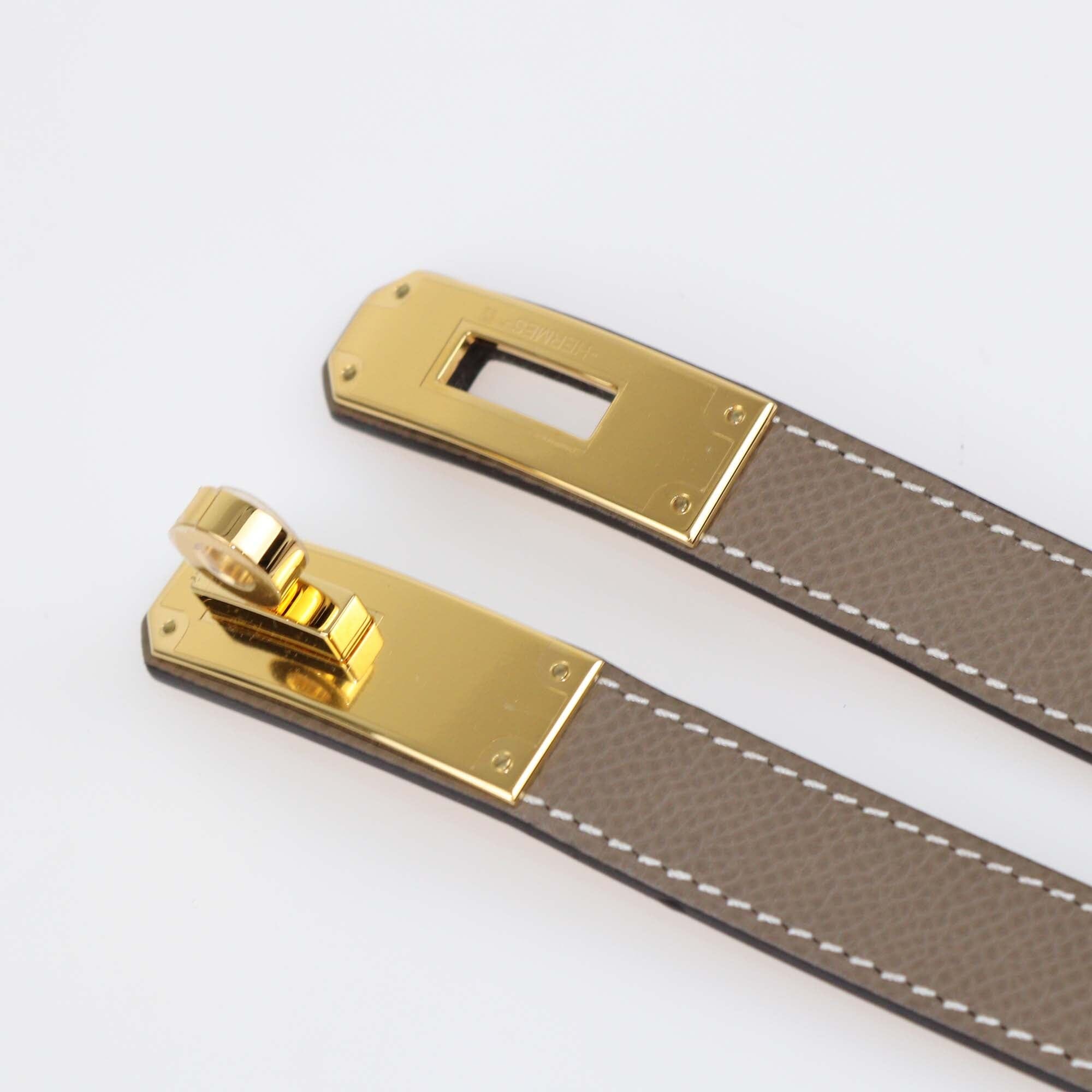 Hermes Etoupe Epsom Leather Kelly 18 Belt Womens Hermes