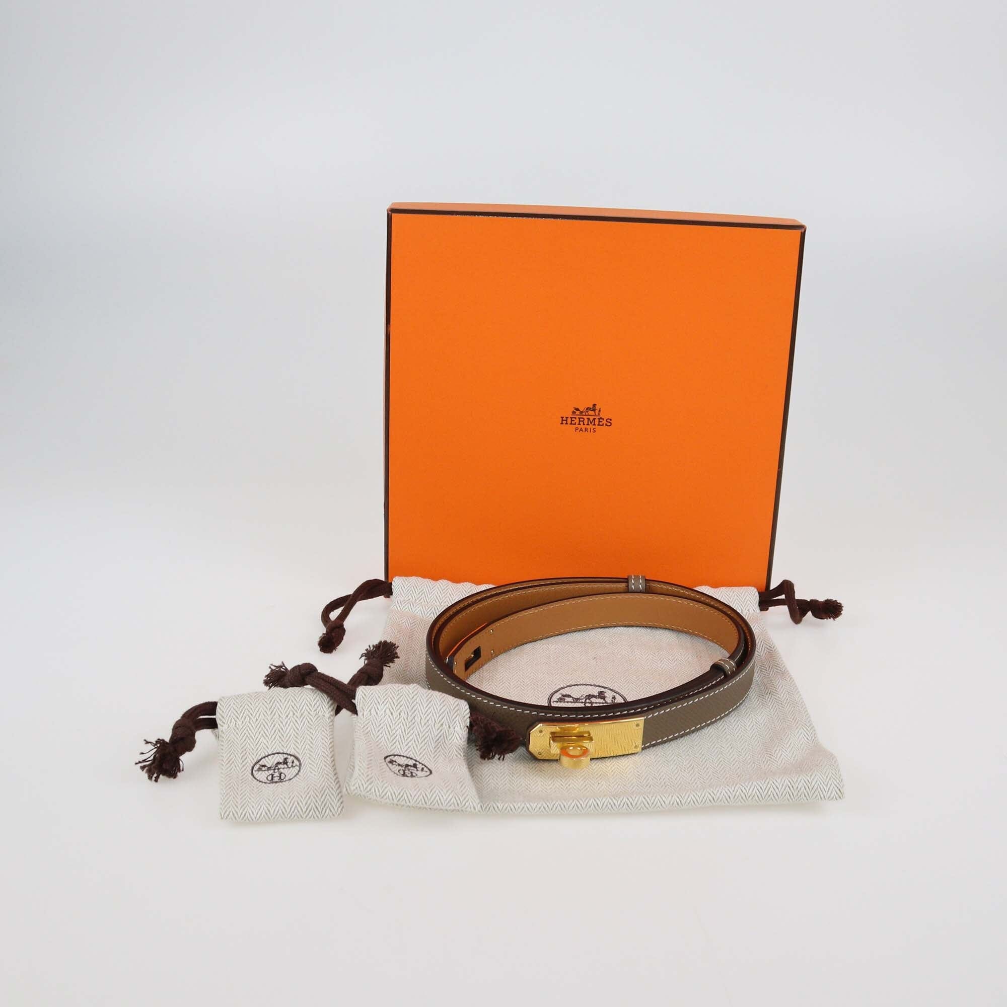 Hermes Etoupe Epsom Leather Kelly 18 Belt Womens Hermes