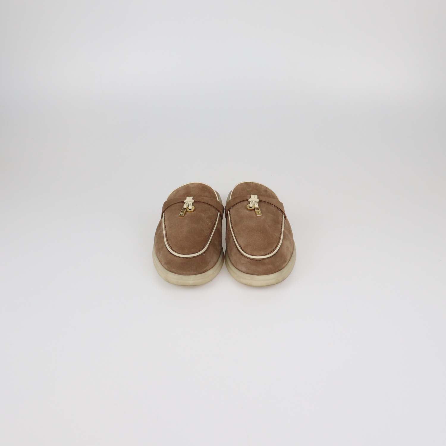 Loro Piana Brown Suede Charms Walk Mules