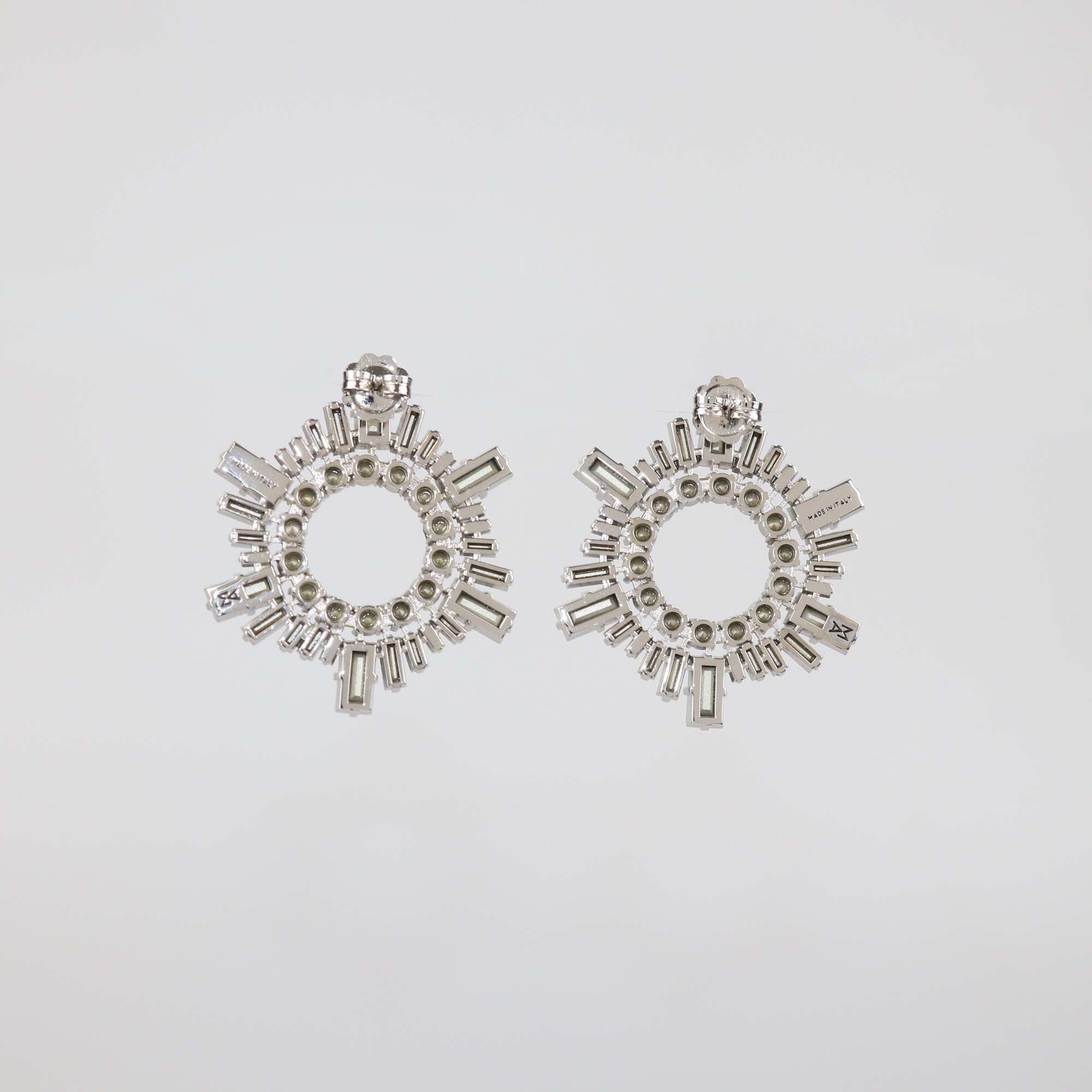 Amina Muaddi Blue Crystals Silver Base Mini Begum Earrings