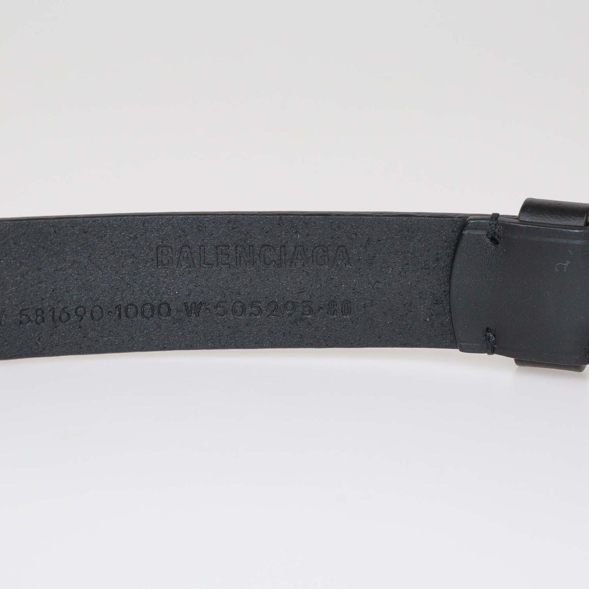 Balenciaga Black Leather Thin BB Belt