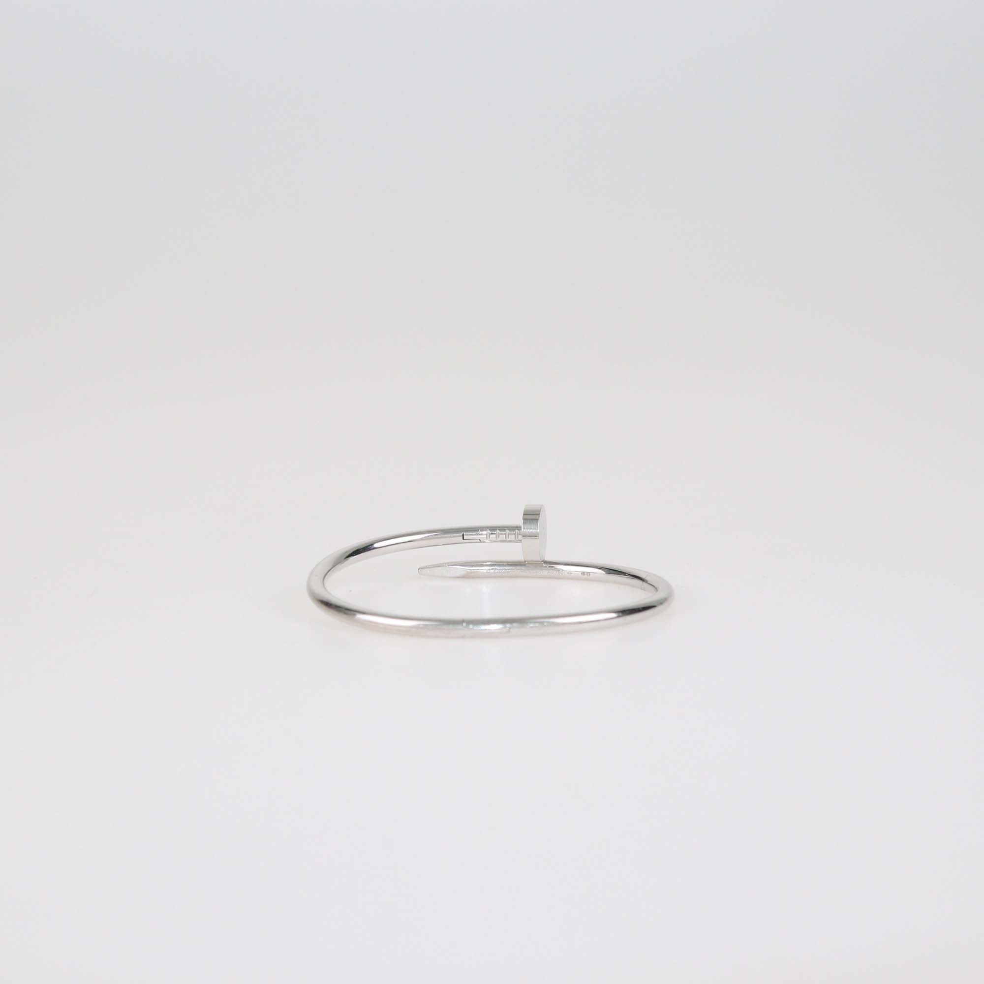 Cartier 18K White Gold juste Un Clou Bangle Bracelet Size 17