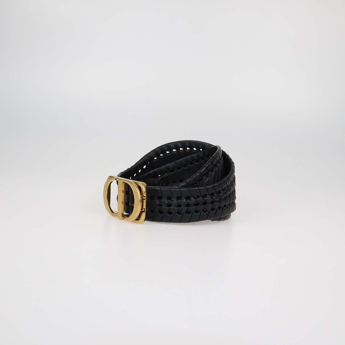 Christian Dior Black Leather 30 Montaigne Braided Waist Belt